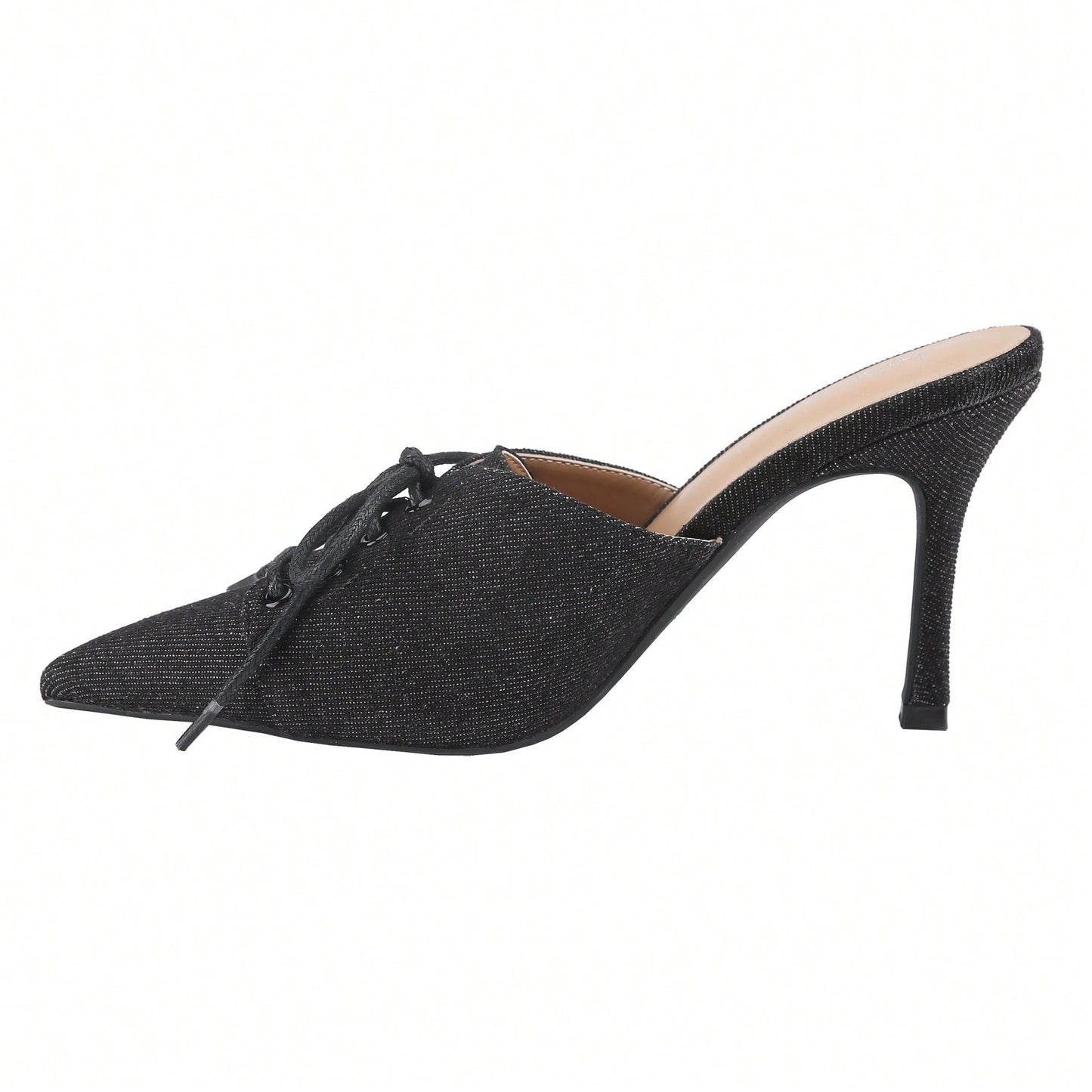 Womens Denim Stiletto Heels Sandals Pointed Toe Heeled Mule Pumps