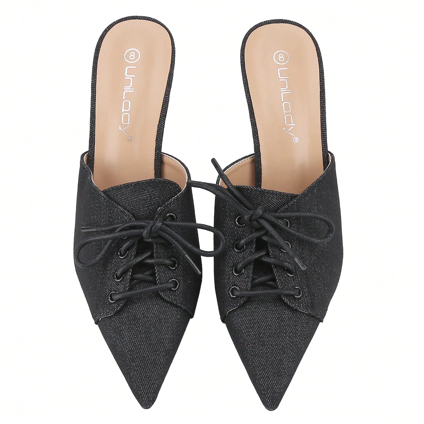 Womens Denim Stiletto Heels Sandals Pointed Toe Heeled Mule Pumps