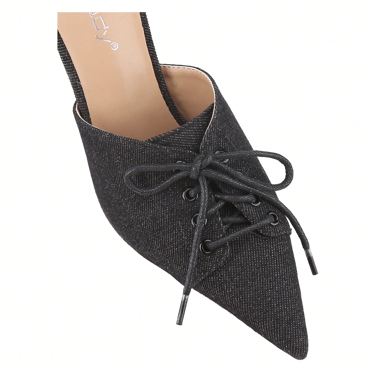 Womens Denim Stiletto Heels Sandals Pointed Toe Heeled Mule Pumps