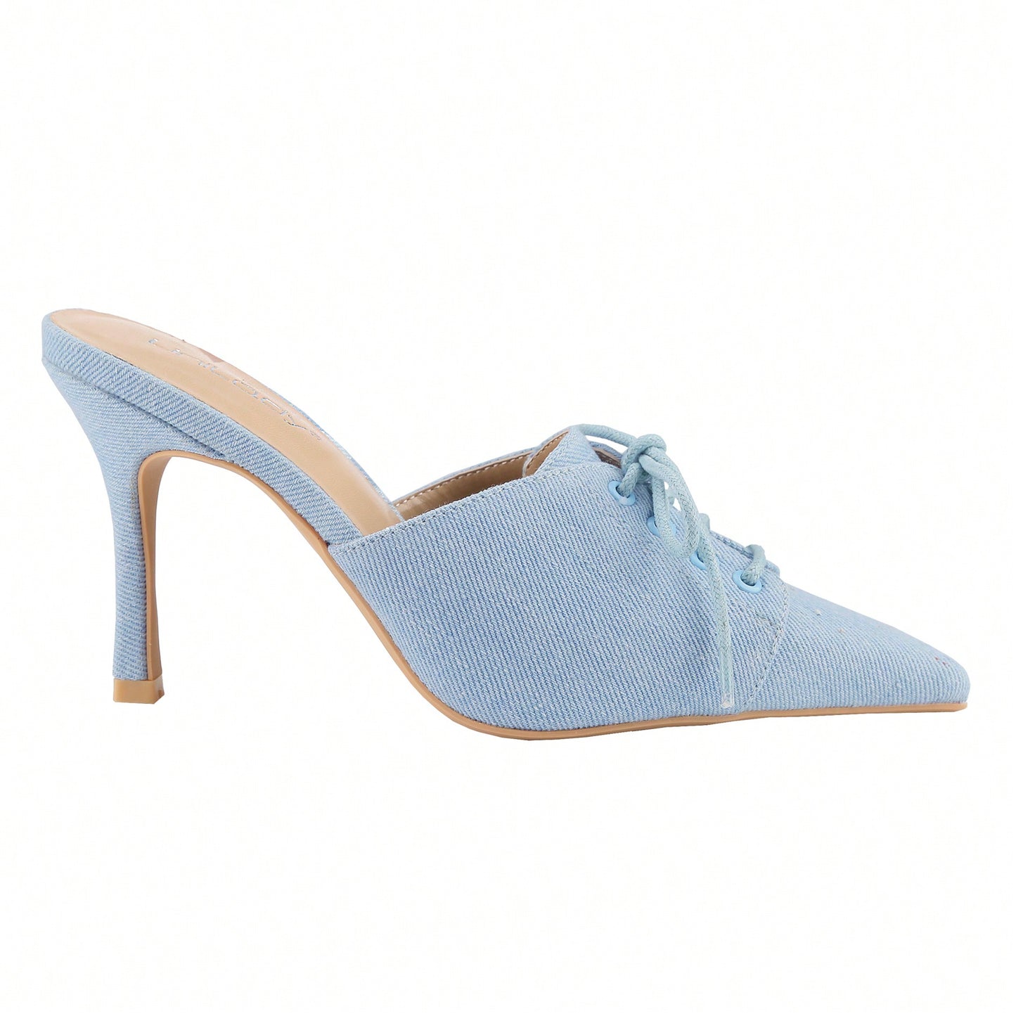 Womens Denim Stiletto Heels Sandals Pointed Toe Heeled Mule Pumps