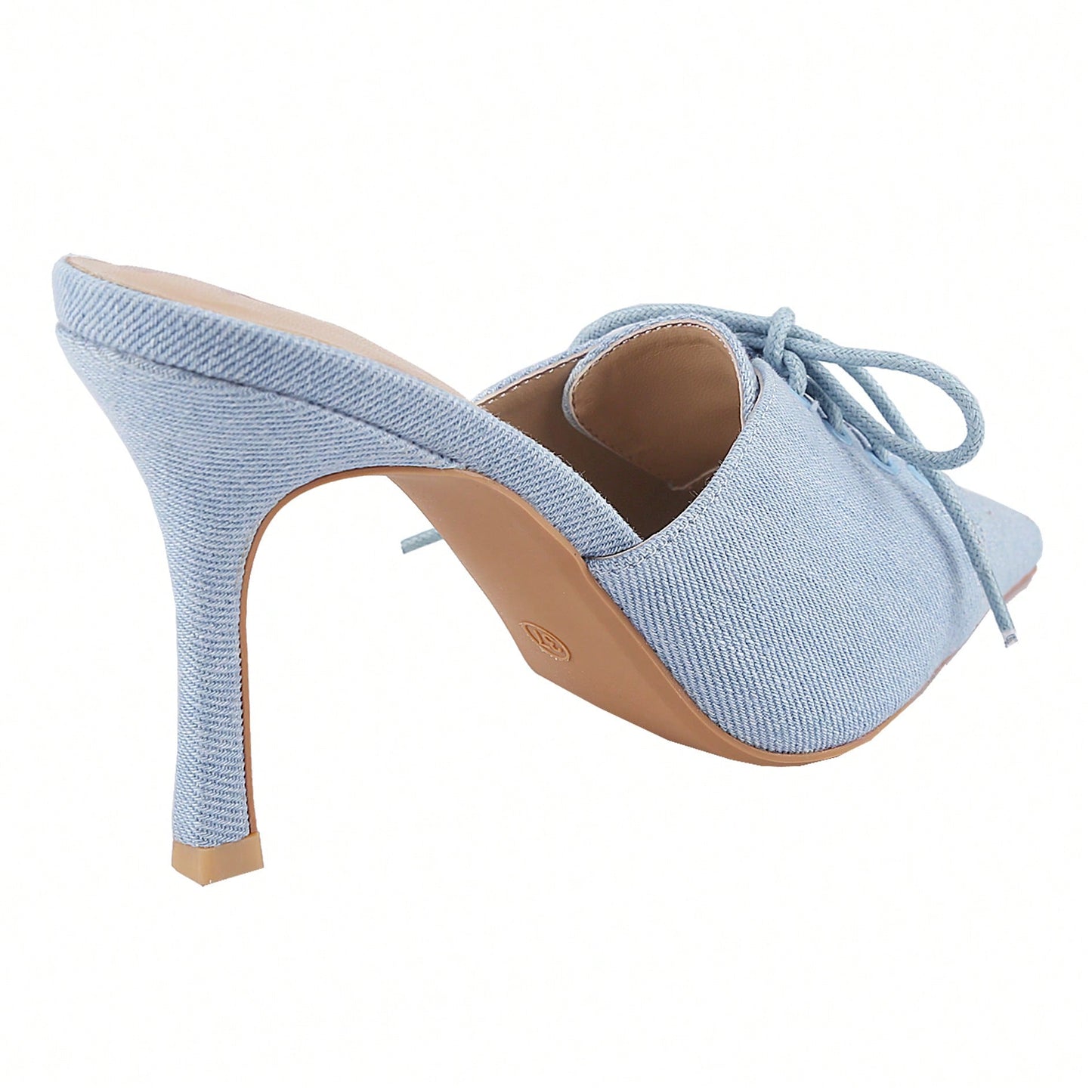 Womens Denim Stiletto Heels Sandals Pointed Toe Heeled Mule Pumps