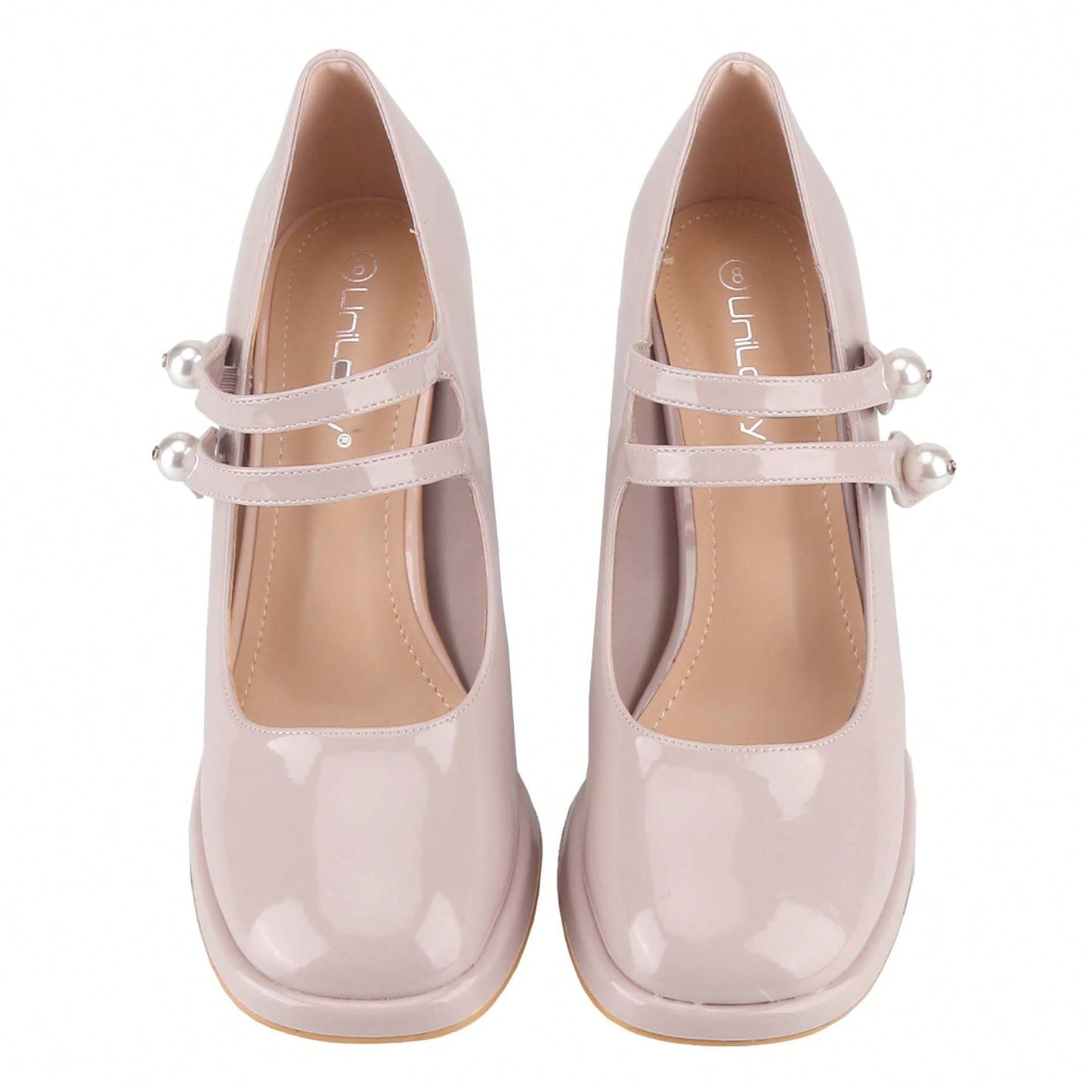Women's Square Toe Mary Janes Chunky Mid-Heel Dress Pump Shoes