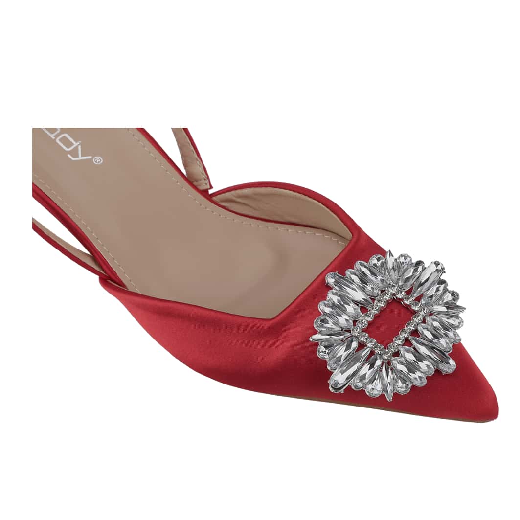 Women's Low Toe Slingback Square Buckle Heeled Sandals Stiletto Heels Slip On Party Dress Shoes