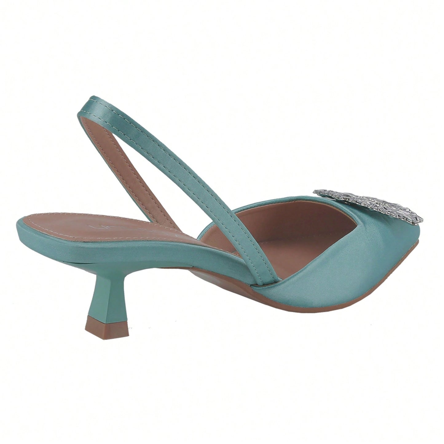 Women's Low Toe Slingback Square Buckle Heeled Sandals Stiletto Heels Slip On Party Dress Shoes
