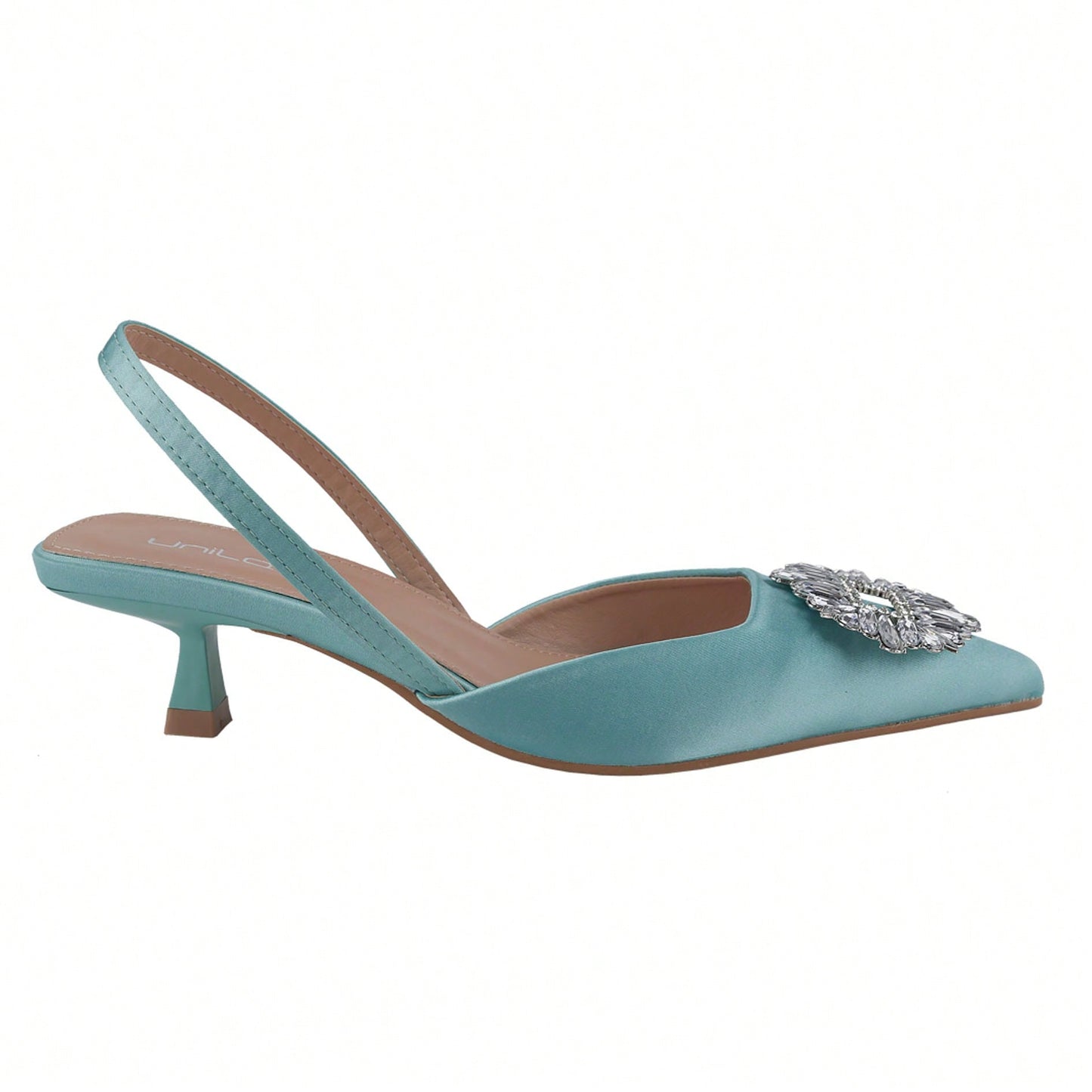 Women's Low Toe Slingback Square Buckle Heeled Sandals Stiletto Heels Slip On Party Dress Shoes