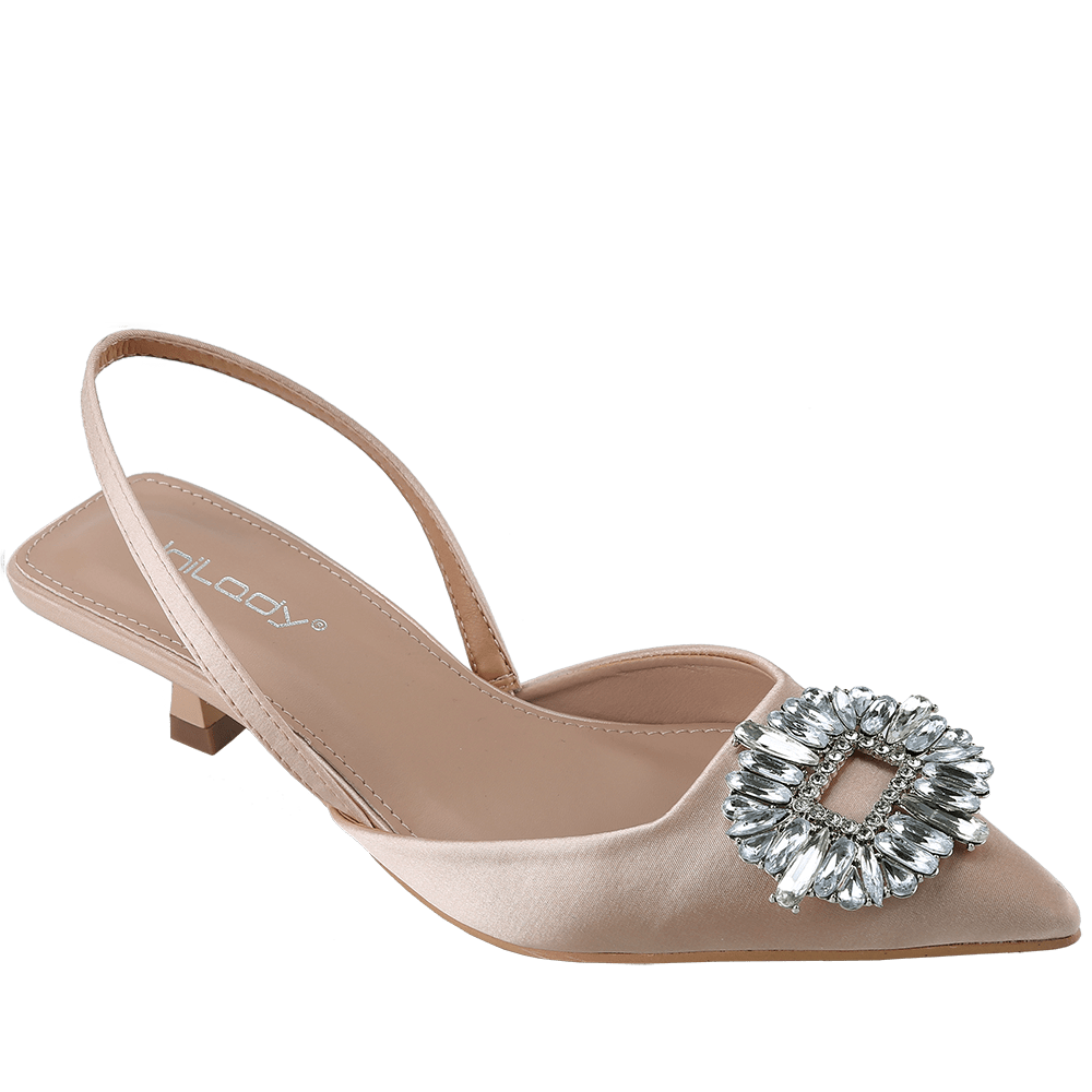 Women's Low Toe Slingback Square Buckle Heeled Sandals Stiletto Heels Slip On Party Dress Shoes