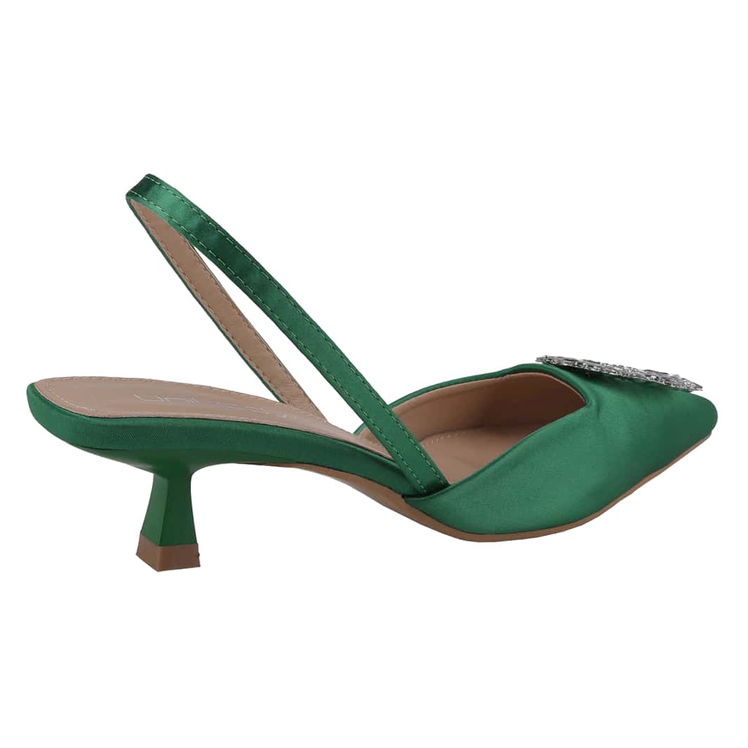Women's Low Toe Slingback Square Buckle Heeled Sandals Stiletto Heels Slip On Party Dress Shoes