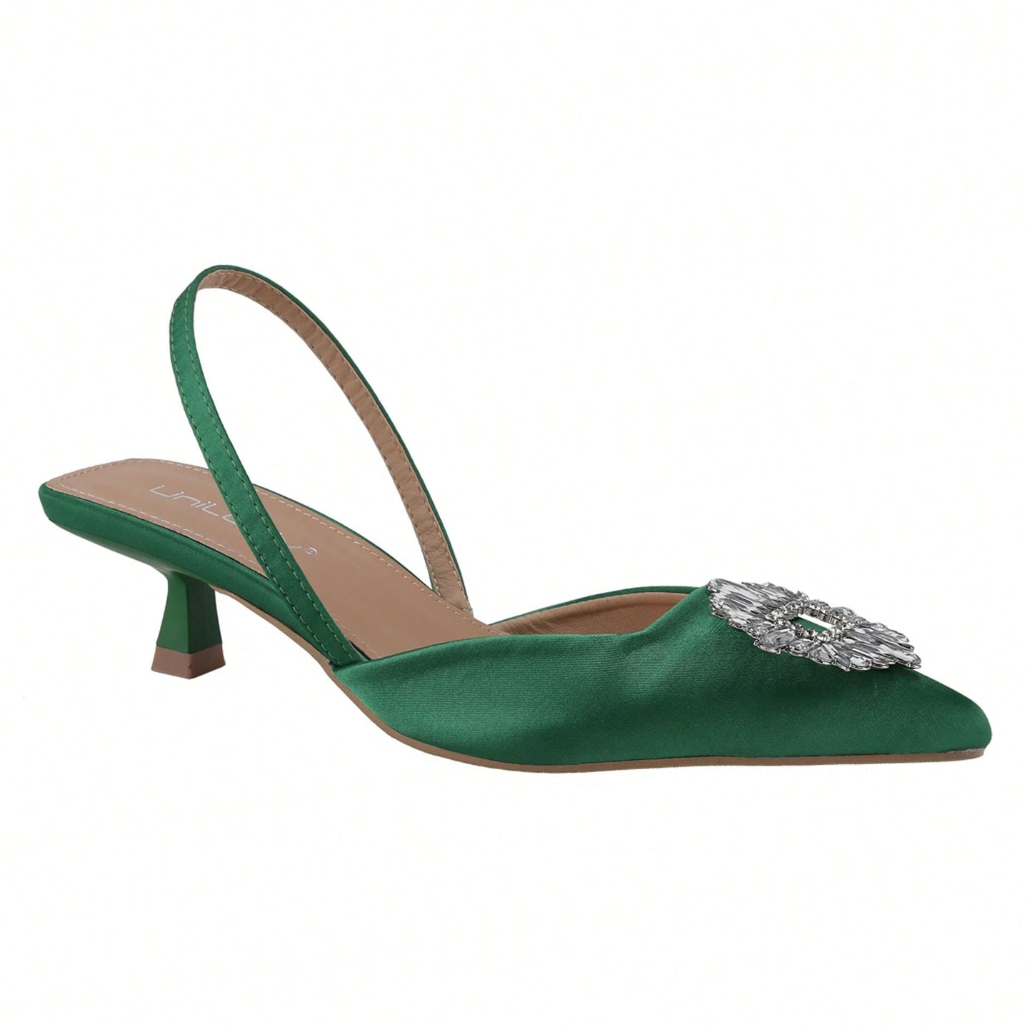 Women's Low Toe Slingback Square Buckle Heeled Sandals Stiletto Heels Slip On Party Dress Shoes