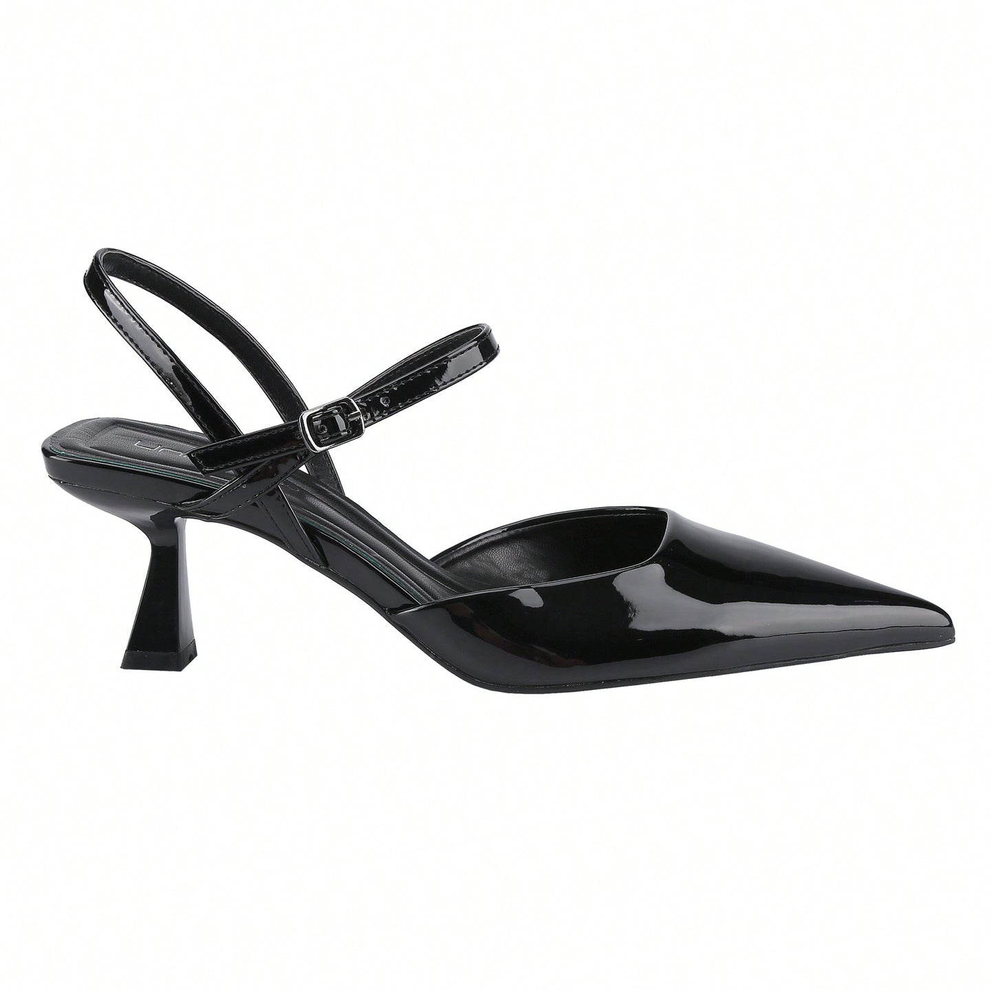 Women's Slingback Patent Kitten Heel Pointy Toe Ankle Strap Chunky Low Heel Pumps Shoes 1.5 Inch