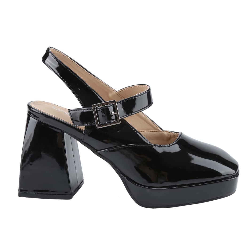 Women's Square Toe Mary Janes Chunky High Heels Dress Pump Shoes