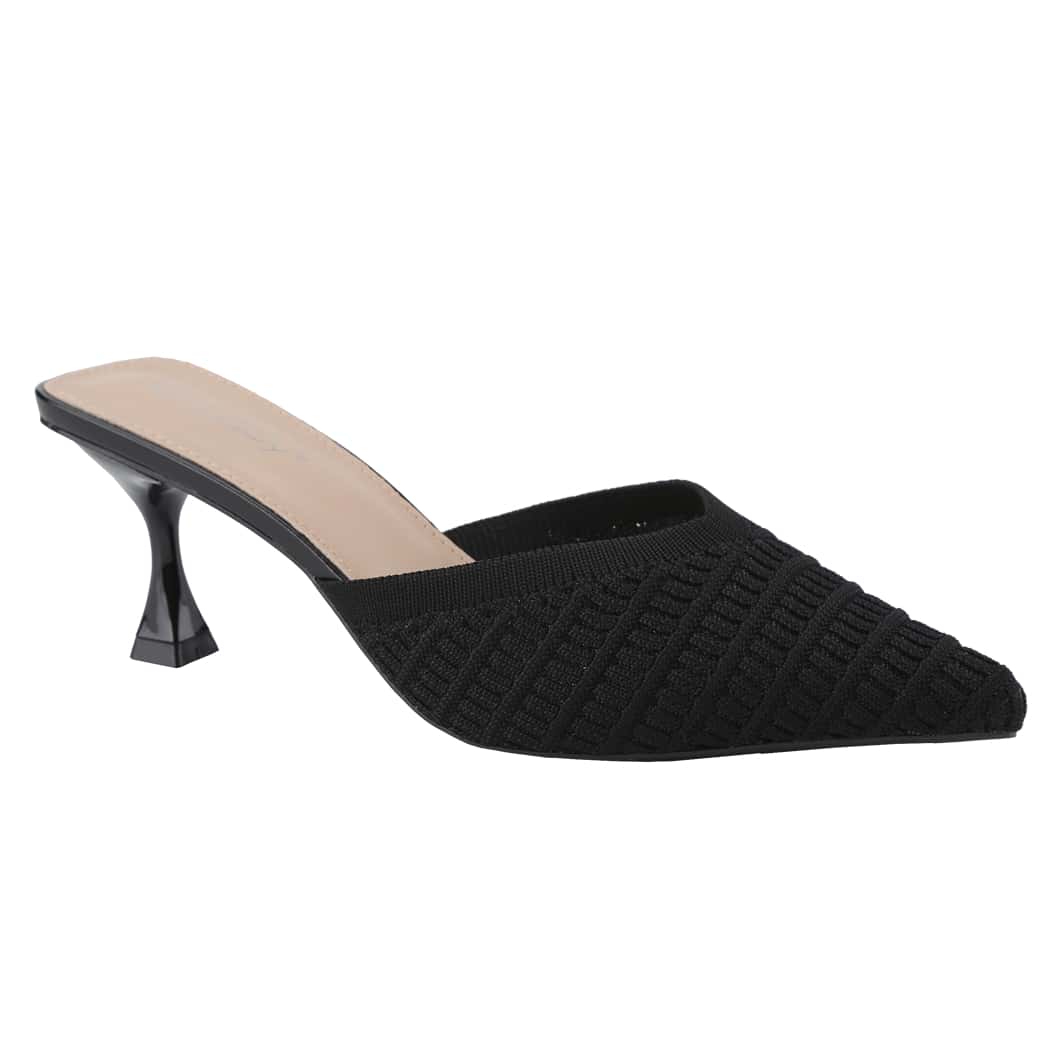 Women's Point Toe Low Square Heeled Sandals Stiletto Heels Slip On Party Dress Shoes