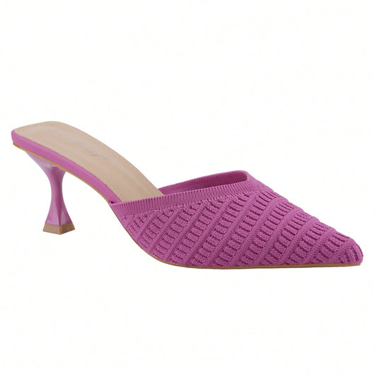Women's Point Toe Low Square Heeled Sandals Stiletto Heels Slip On Party Dress Shoes