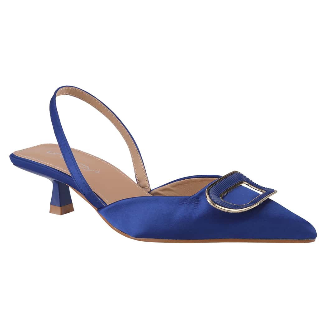 Women's Court Pointed Toe Slingback Square Buckle Sandals, Kitten Heels Slip On