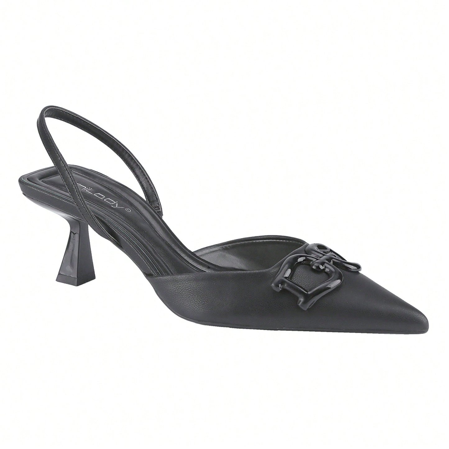 Women's Slingback Pointed Toe Buckle Sandals, Kitten Heels Slip On