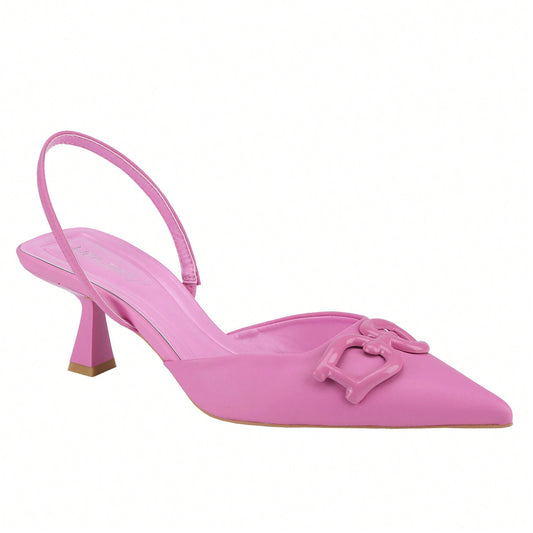 Women's Slingback Pointed Toe Buckle Sandals, Kitten Heels Slip On