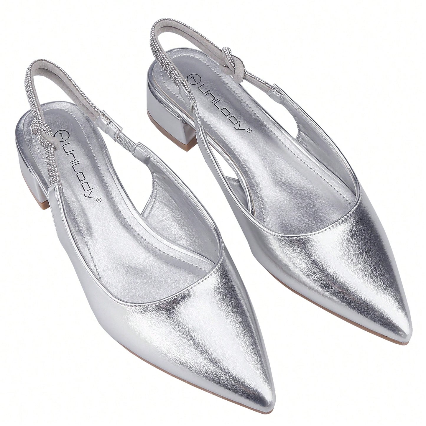 Women's Slingback Flats Double Strap Block Low Heel Sandals Two Toned Classic Dress Shoes