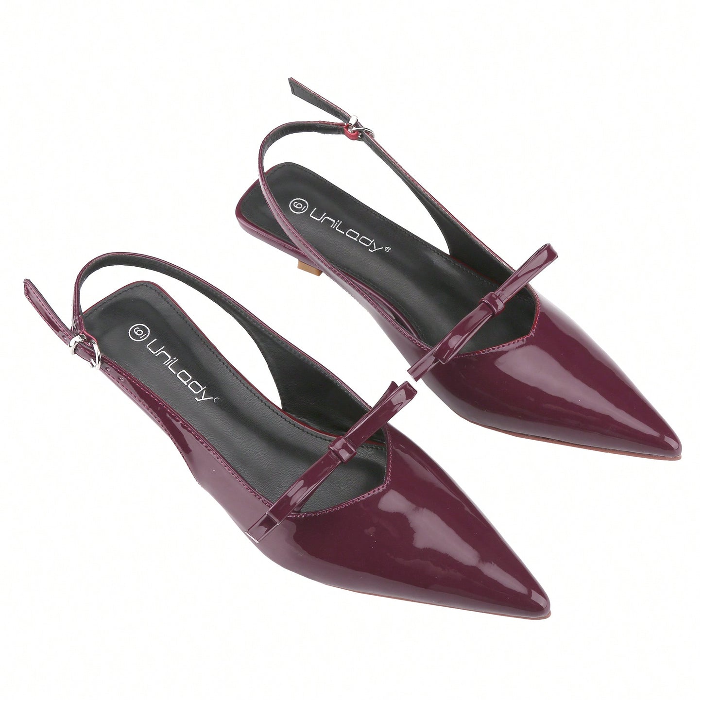 Women's Slingbacks With Bow And Buckle Closed Pointed Toe Kitten Heels Mules Slip On Wedding Dress Pumps Shoes