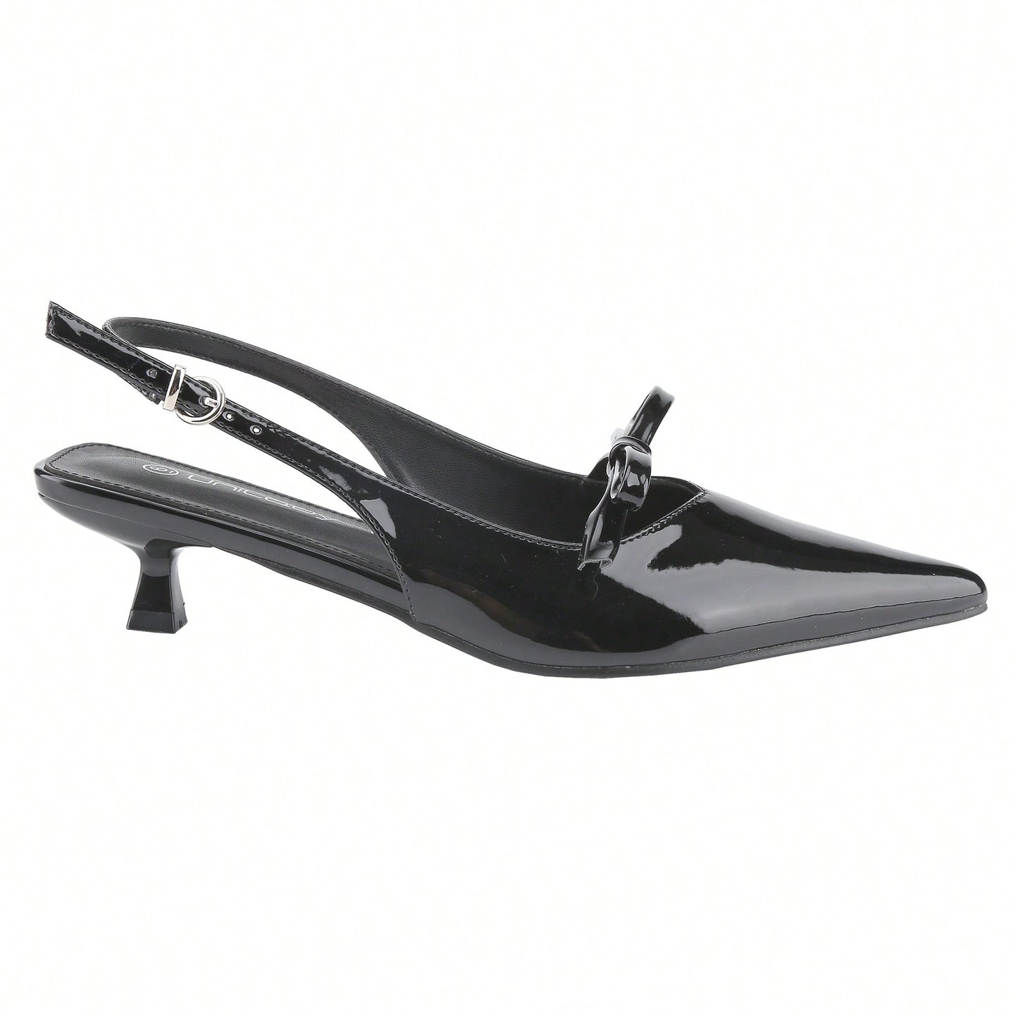 Women's Slingbacks With Bow And Buckle Closed Pointed Toe Kitten Heels Mules Slip On Wedding Dress Pumps Shoes