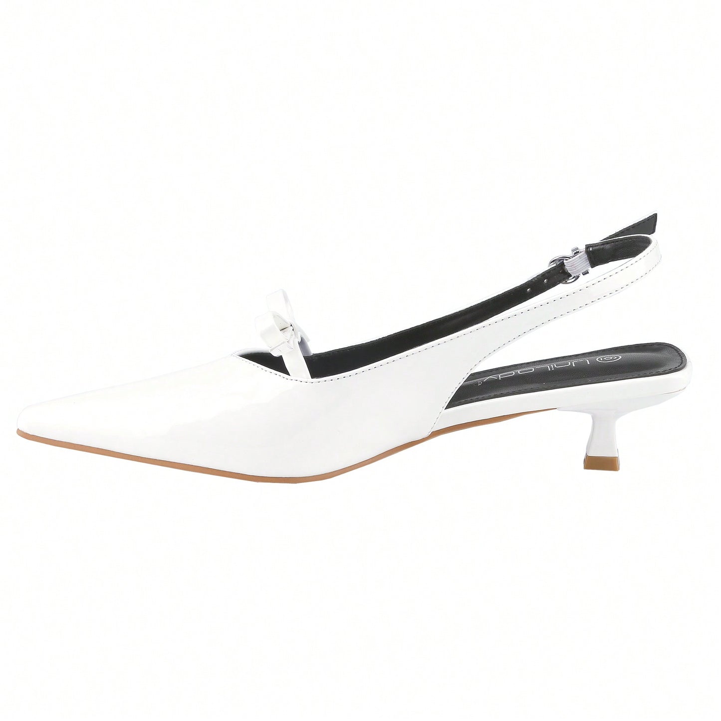 Women's Slingbacks With Bow And Buckle Closed Pointed Toe Kitten Heels Mules Slip On Wedding Dress Pumps Shoes