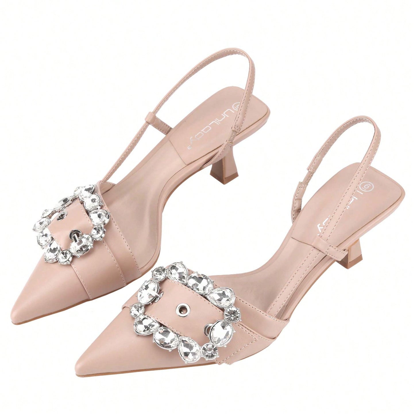Stiletto Pumps Kitten Heel Slingback Sandals Strappy Closed Pointed Toe Mule Heels Backless Rhinestones Dress Shoes For Party Office Date
