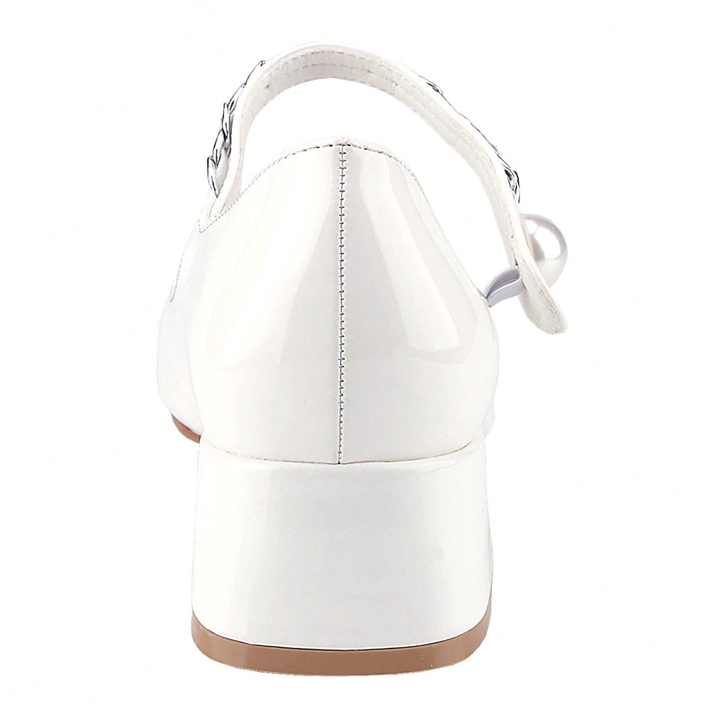 Women's Elegant Pearl-Chain Embellished French Mary Jane Pumps Patent High Heels