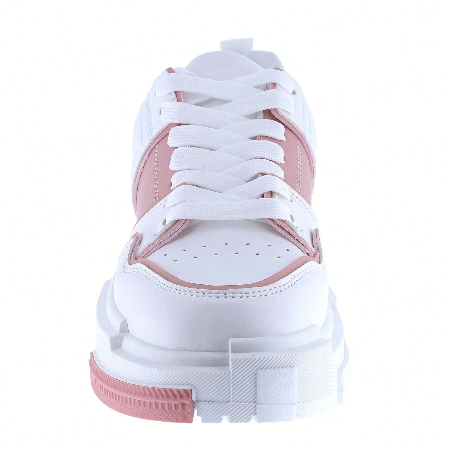 Women Lace-Up Leather Platform Open Skate Low-Top Sneakers Outdoor Trainer