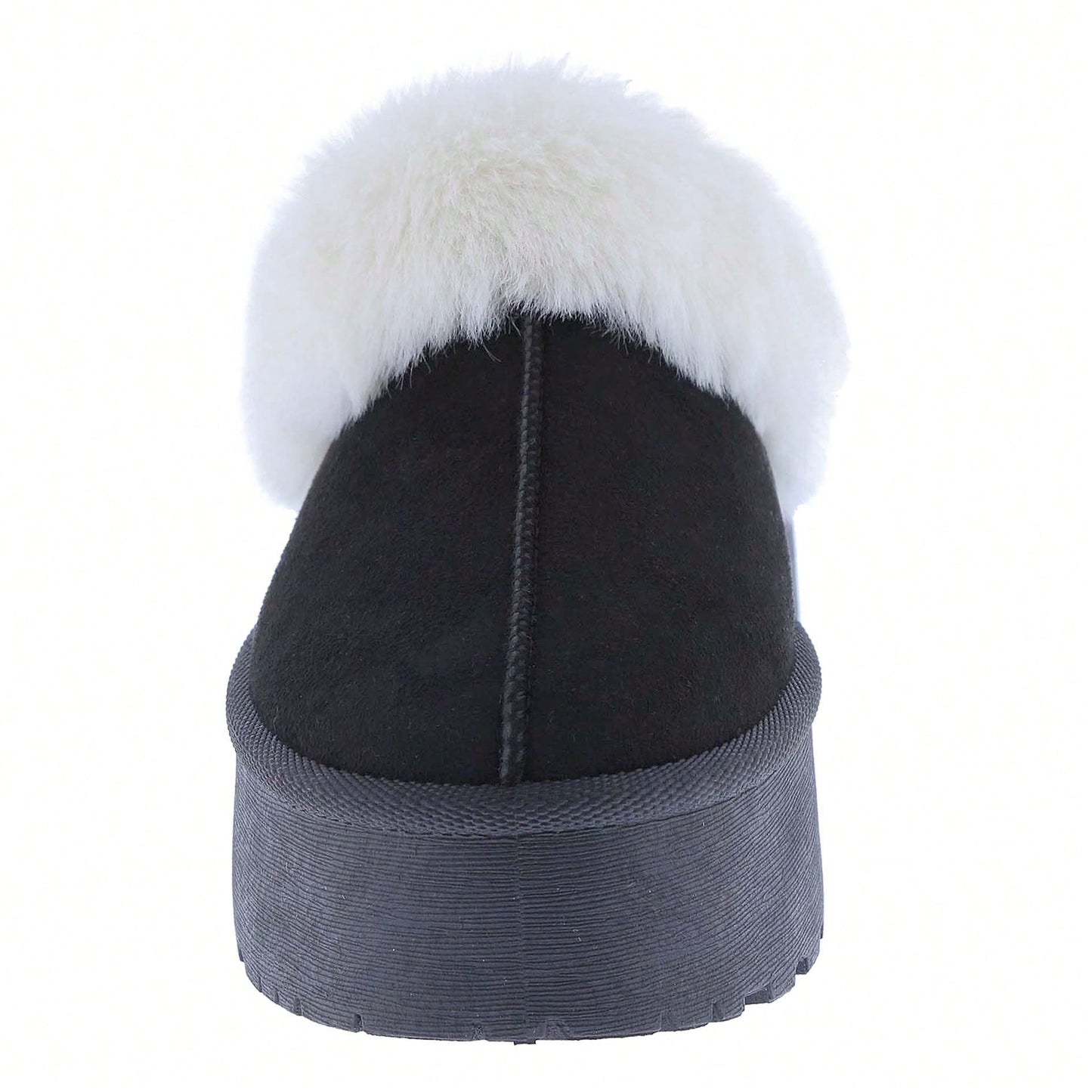 Women's Faux Fur Slip-On Platform Winter Mules Fluffy Suede Comfort Slippers