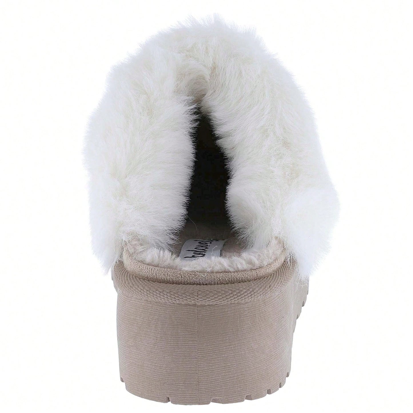 Women's Faux Fur Slip-On Platform Winter Mules Fluffy Suede Comfort Slippers