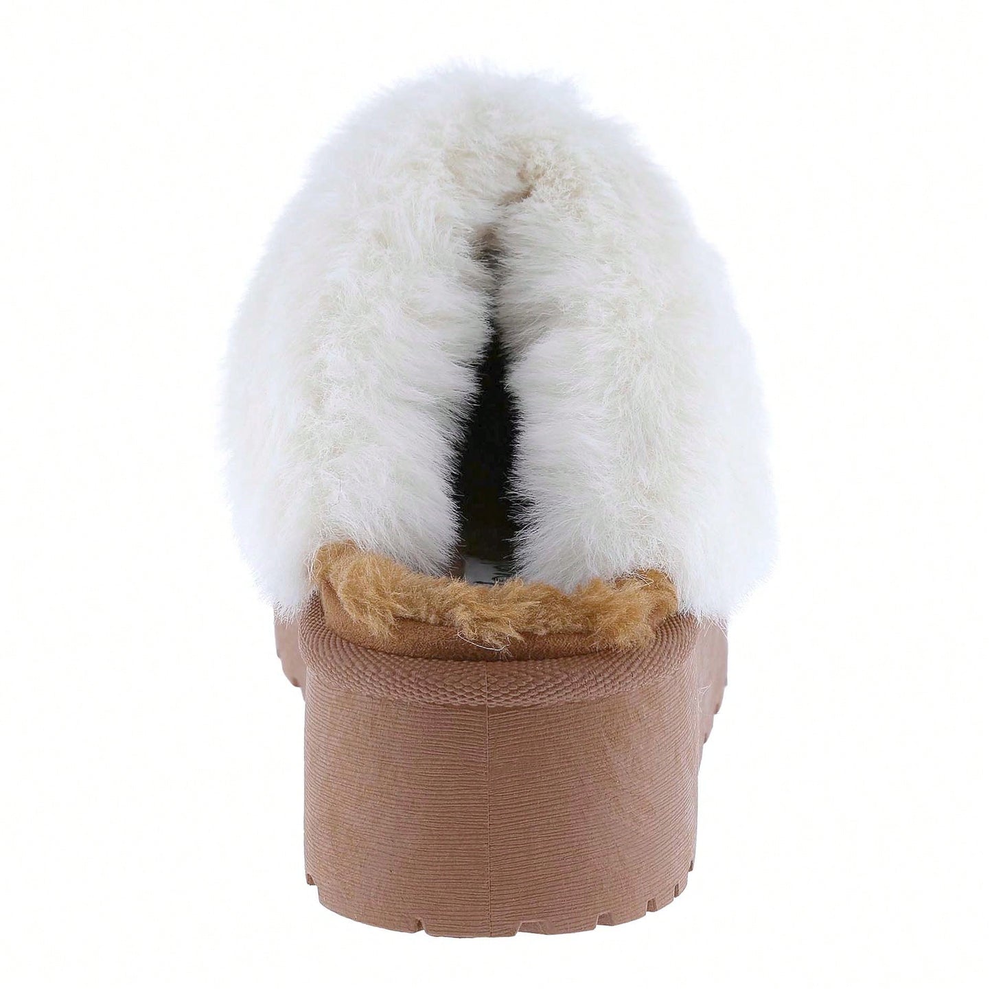 Women's Faux Fur Slip-On Platform Winter Mules Fluffy Suede Comfort Slippers