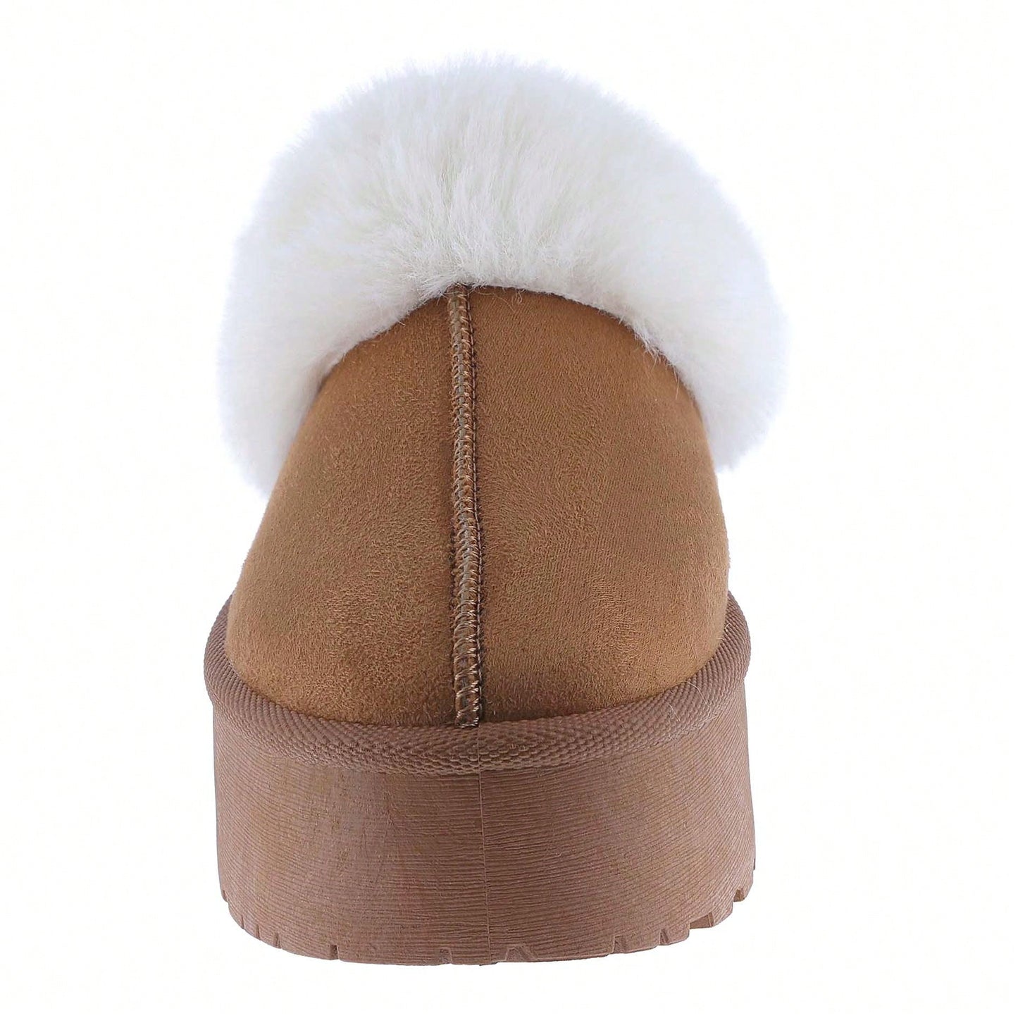 Women's Faux Fur Slip-On Platform Winter Mules Fluffy Suede Comfort Slippers