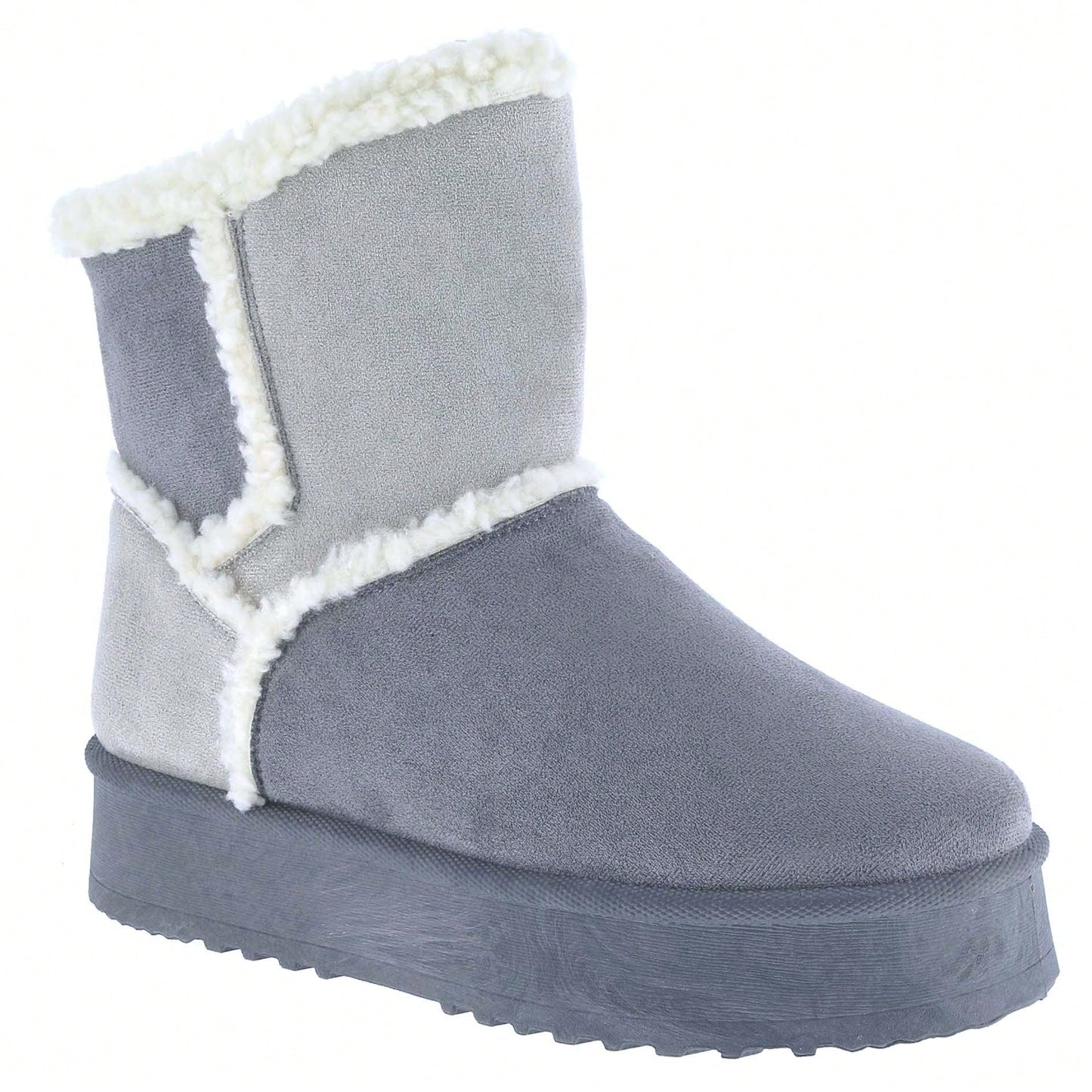 Women Warm Outdoor Snow Ankle Boots Platform Winter Boots With Faux Fur Lining Slip On Lug Sole Ankle Booties