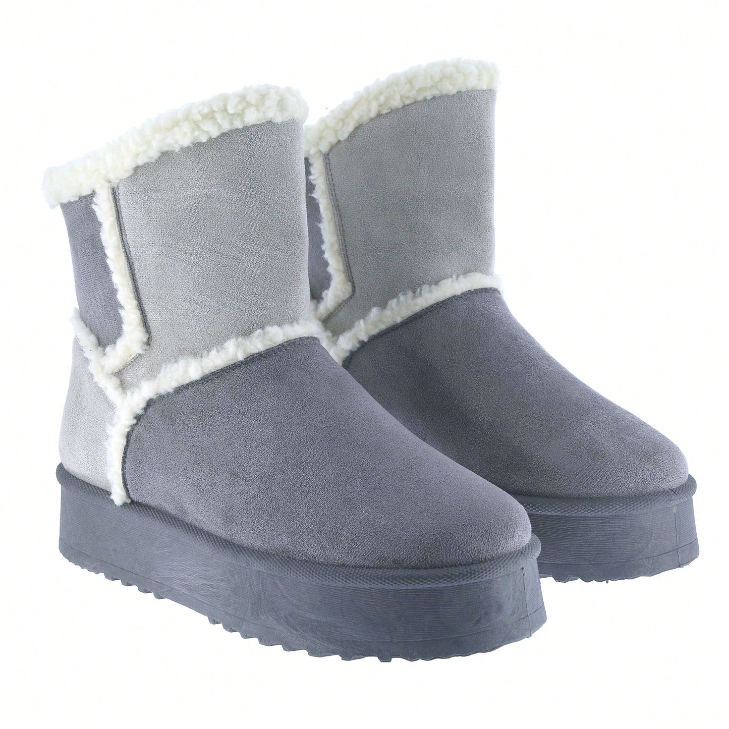 Women Warm Outdoor Snow Ankle Boots Platform Winter Boots With Faux Fur Lining Slip On Lug Sole Ankle Booties