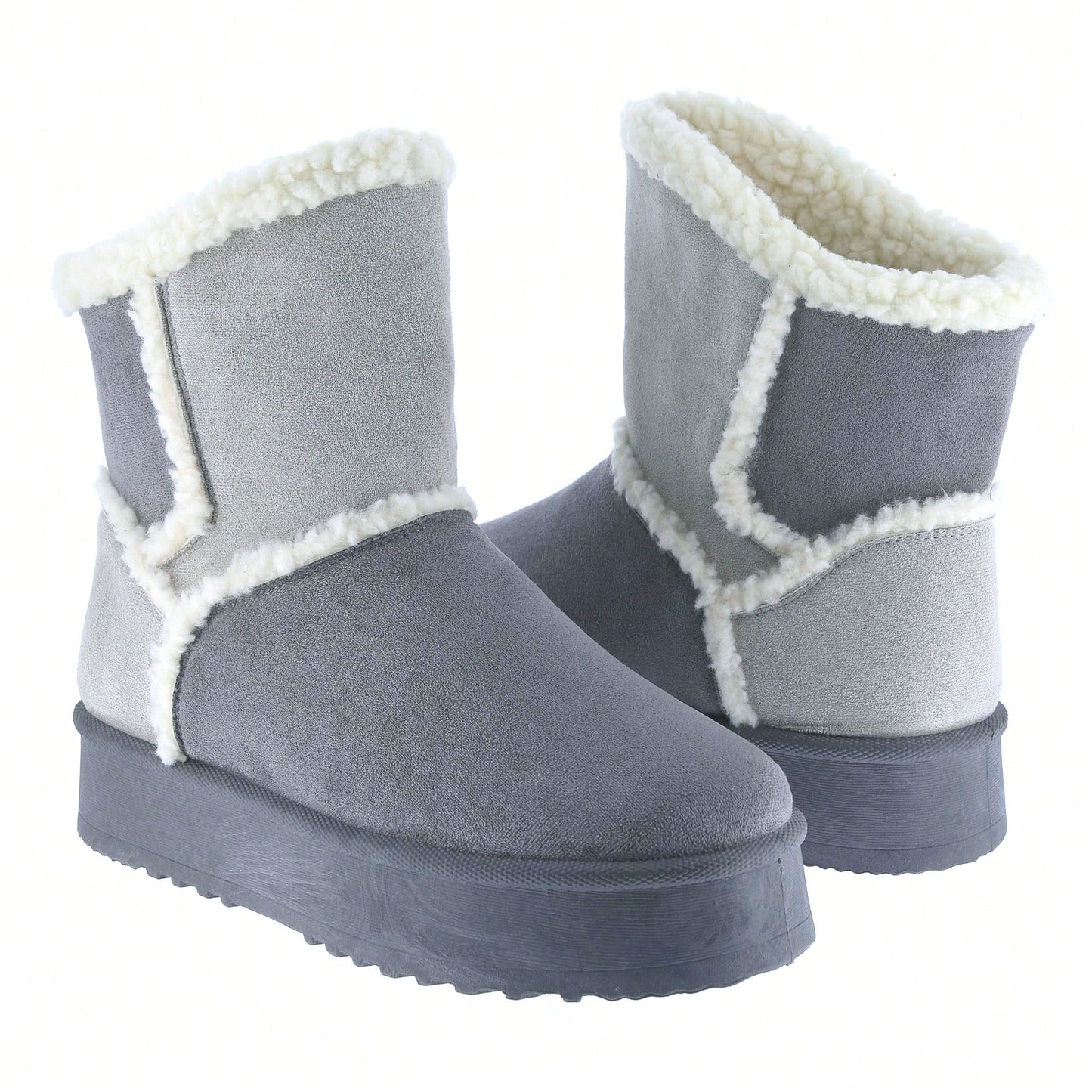 Women Warm Outdoor Snow Ankle Boots Platform Winter Boots With Faux Fur Lining Slip On Lug Sole Ankle Booties