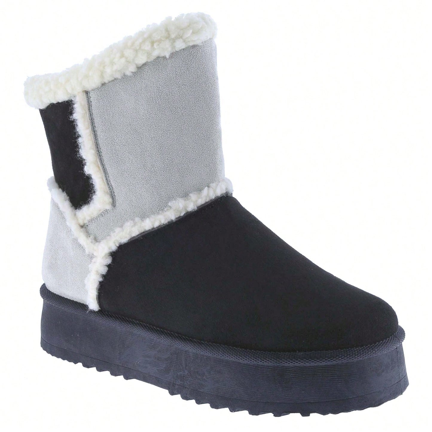 Women Warm Outdoor Snow Ankle Boots Platform Winter Boots With Faux Fur Lining Slip On Lug Sole Ankle Booties