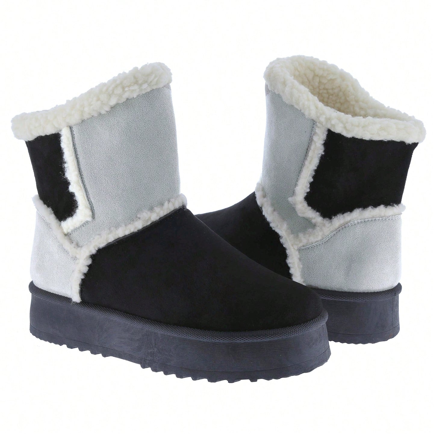 Women Warm Outdoor Snow Ankle Boots Platform Winter Boots With Faux Fur Lining Slip On Lug Sole Ankle Booties