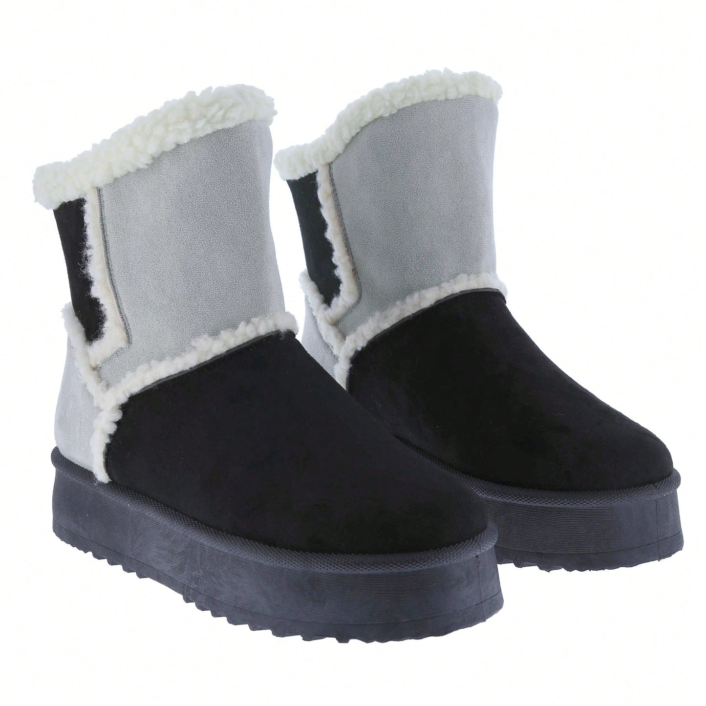 Women Warm Outdoor Snow Ankle Boots Platform Winter Boots With Faux Fur Lining Slip On Lug Sole Ankle Booties