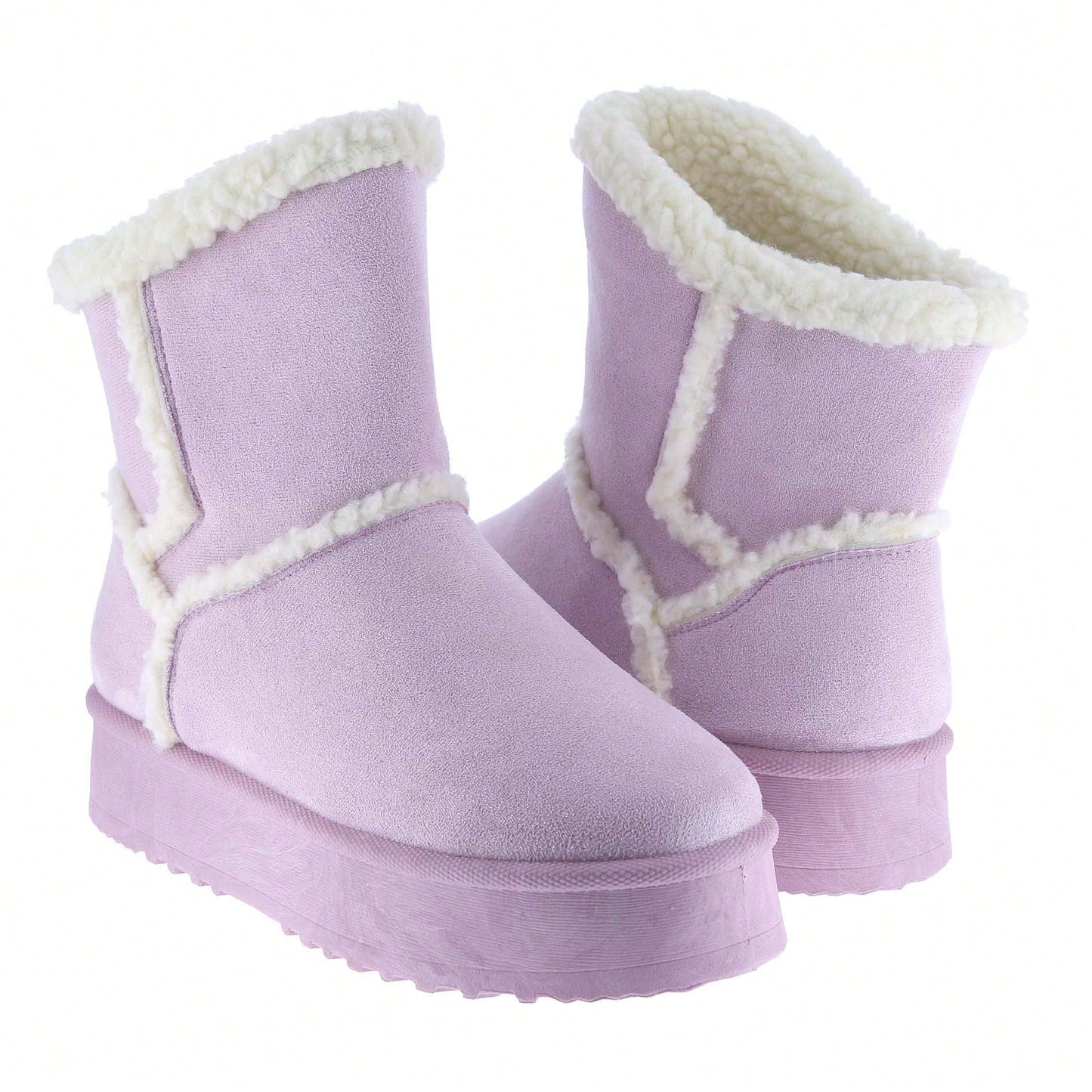Women Warm Outdoor Snow Ankle Boots Platform Winter Boots With Faux Fur Lining Slip On Lug Sole Ankle Booties