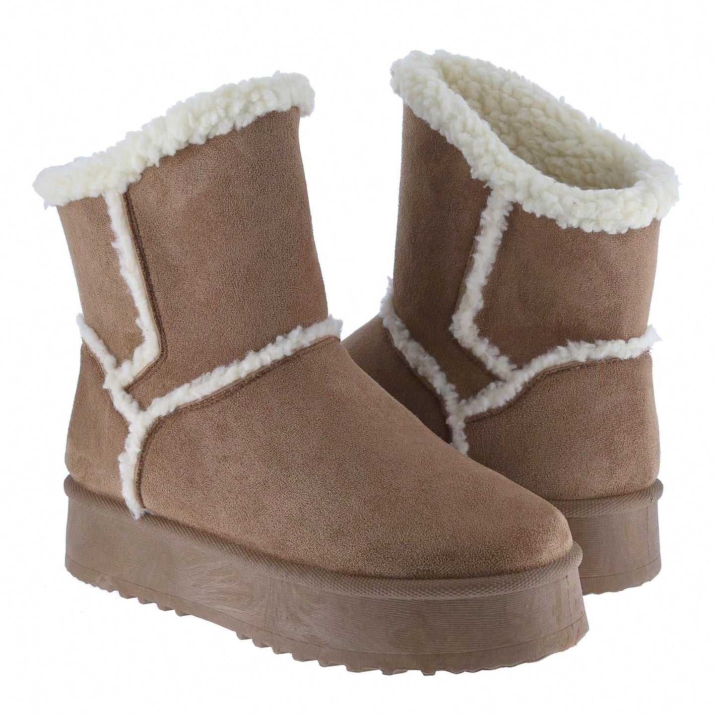 Women Warm Outdoor Snow Ankle Boots Platform Winter Boots With Faux Fur Lining Slip On Lug Sole Ankle Booties