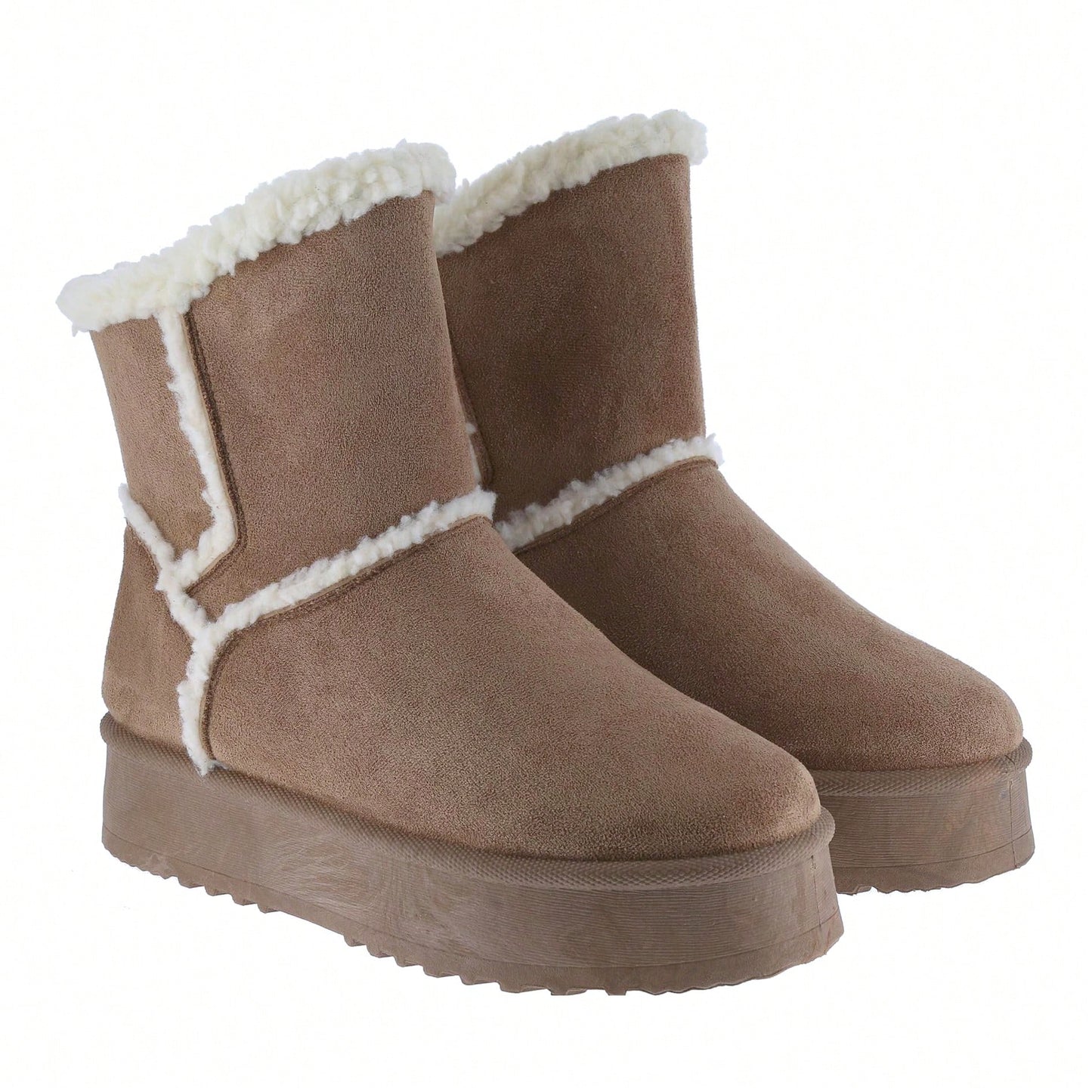 Women Warm Outdoor Snow Ankle Boots Platform Winter Boots With Faux Fur Lining Slip On Lug Sole Ankle Booties