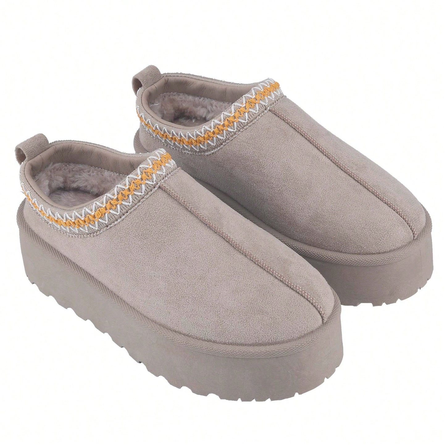 Women's Fur-Lined Slippers - Durable And Warm Outdoor Shoes With Non-Slip Comfort, Thickened Soles, And Platform Snow Boots For Winter