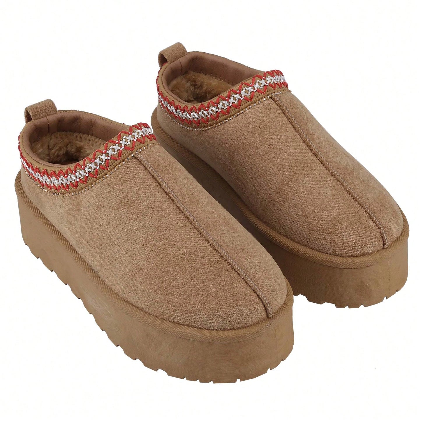 Women's Fur-Lined Slippers - Durable And Warm Outdoor Shoes With Non-Slip Comfort, Thickened Soles, And Platform Snow Boots For Winter