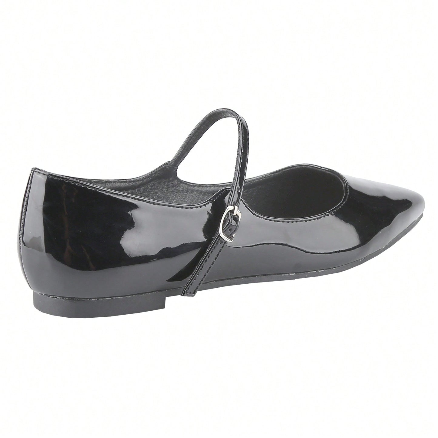 Women's Mary Janes Adjustable Straps Pointed Toe Flats Dress Shoes Retro Patent Leather Ballet