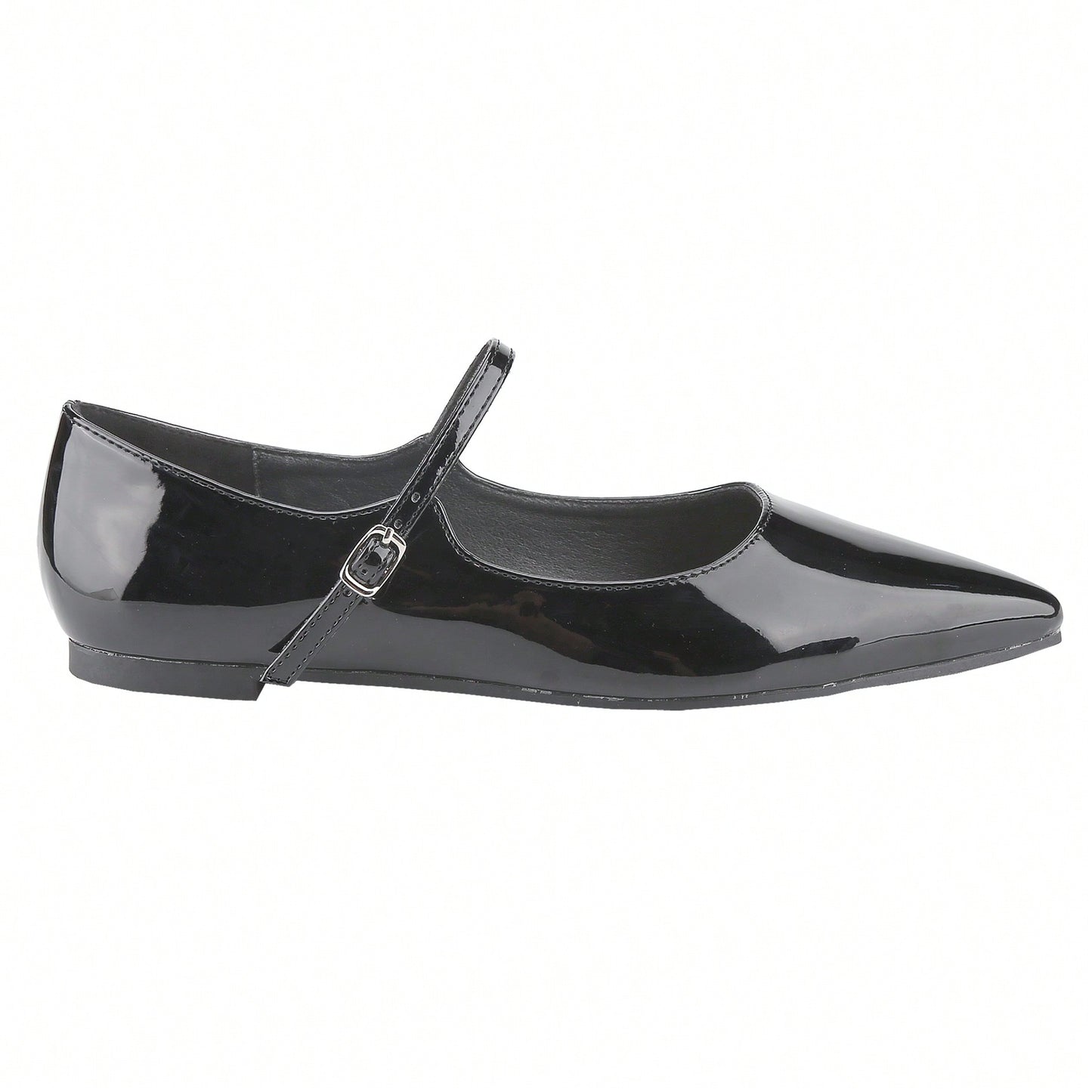 Women's Mary Janes Adjustable Straps Pointed Toe Flats Dress Shoes Retro Patent Leather Ballet