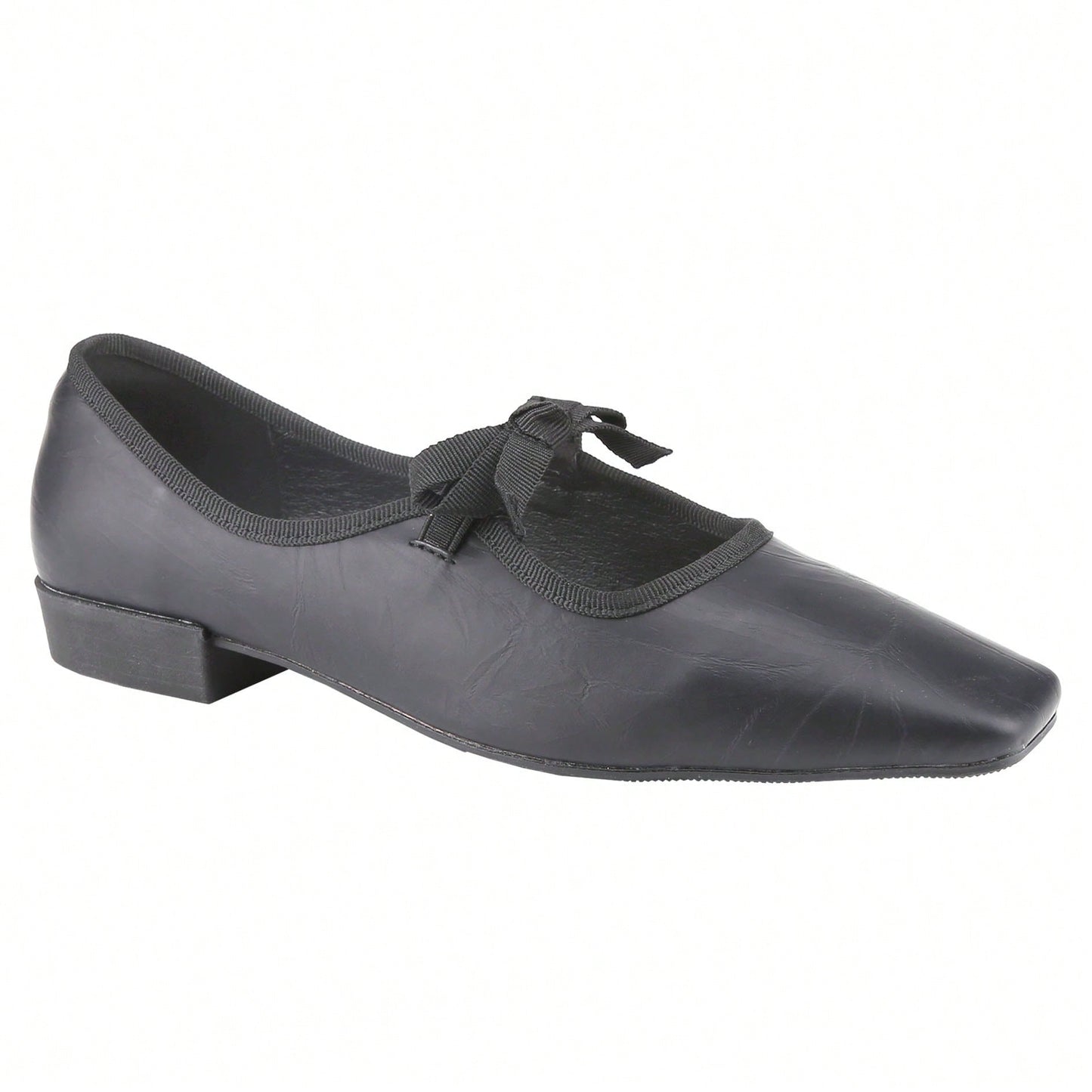 Women's Square Toe Bow Tie Strap Slip On Ballet Flats Lace Up Low Heel