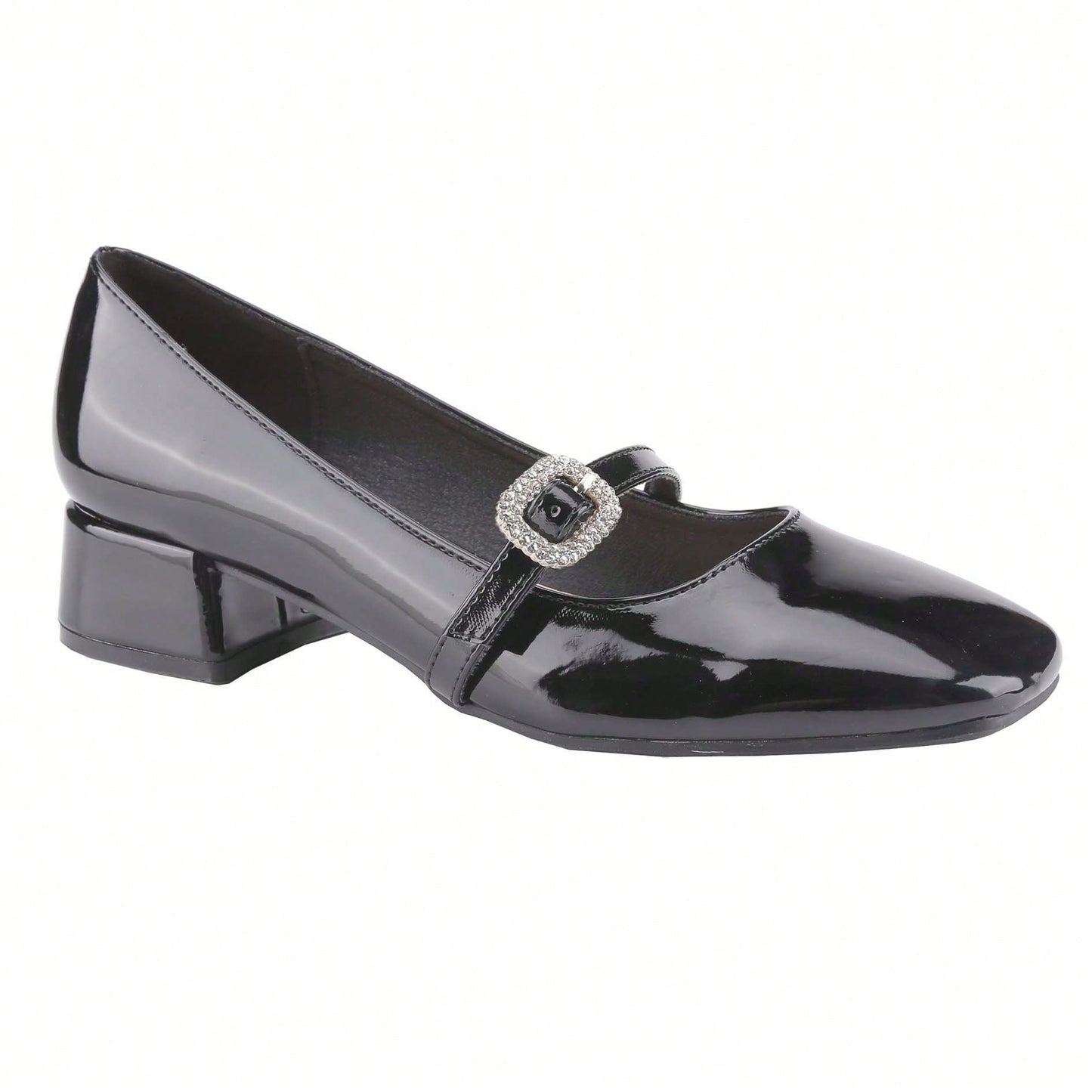 Women's Ankle Buckle Strap Pumps Block Mid Heels Soft Comfort Mary Jane Shoes