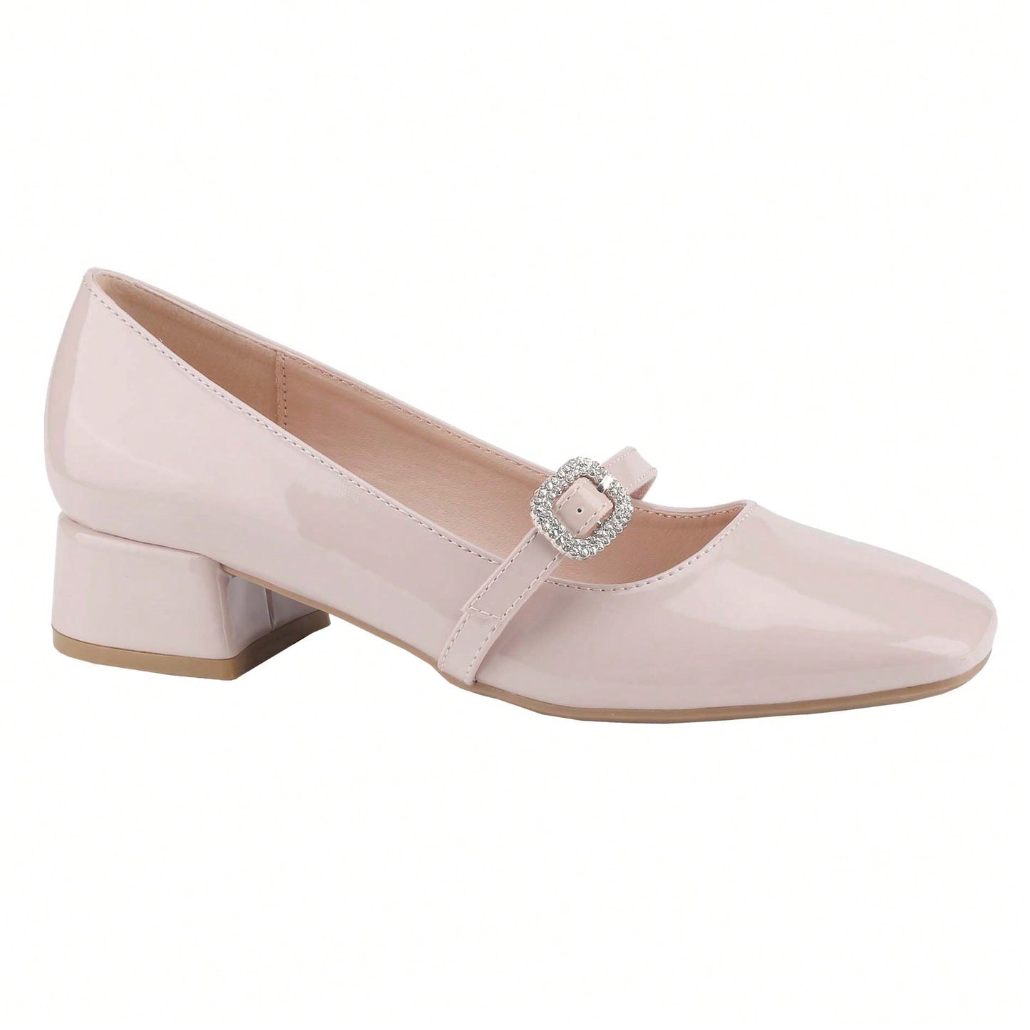Women's Ankle Buckle Strap Pumps Block Mid Heels Soft Comfort Mary Jane Shoes
