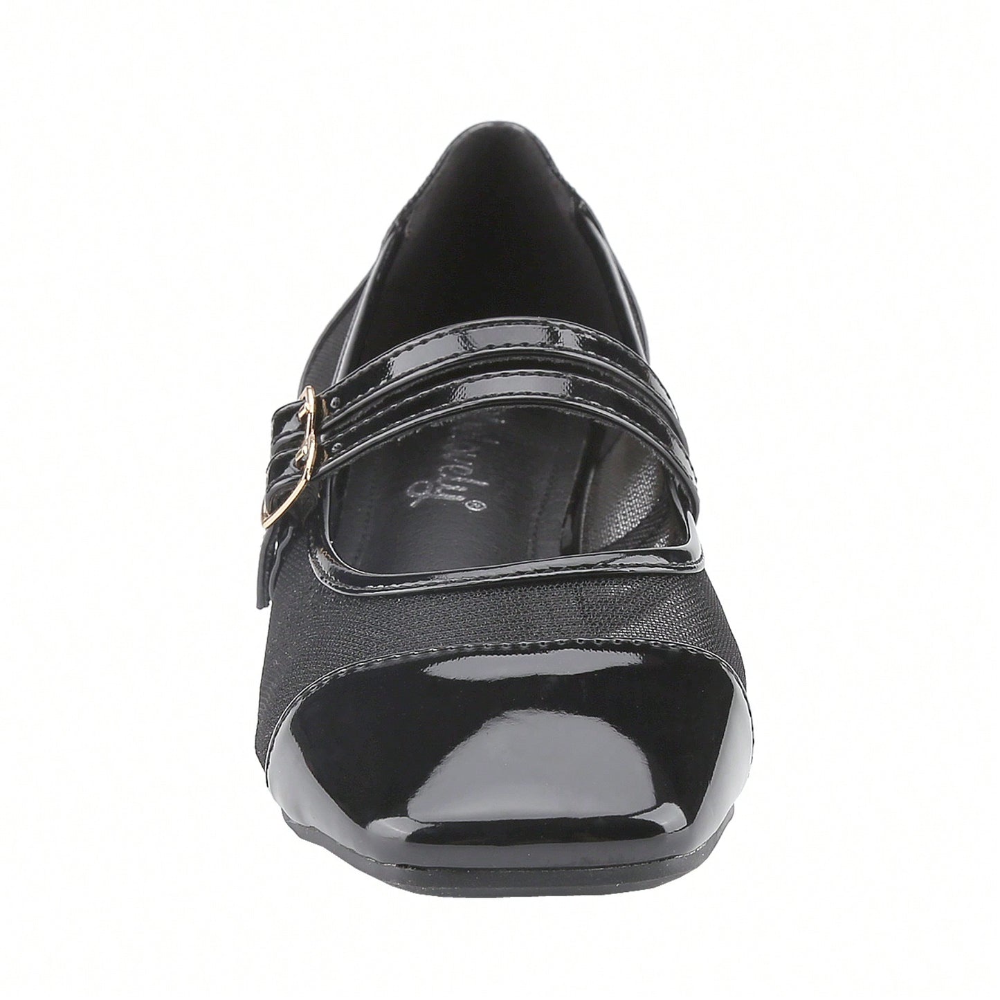 Mesh Double Strap Mid Heel Faux Patent Leather Women Shoes Mary Jane