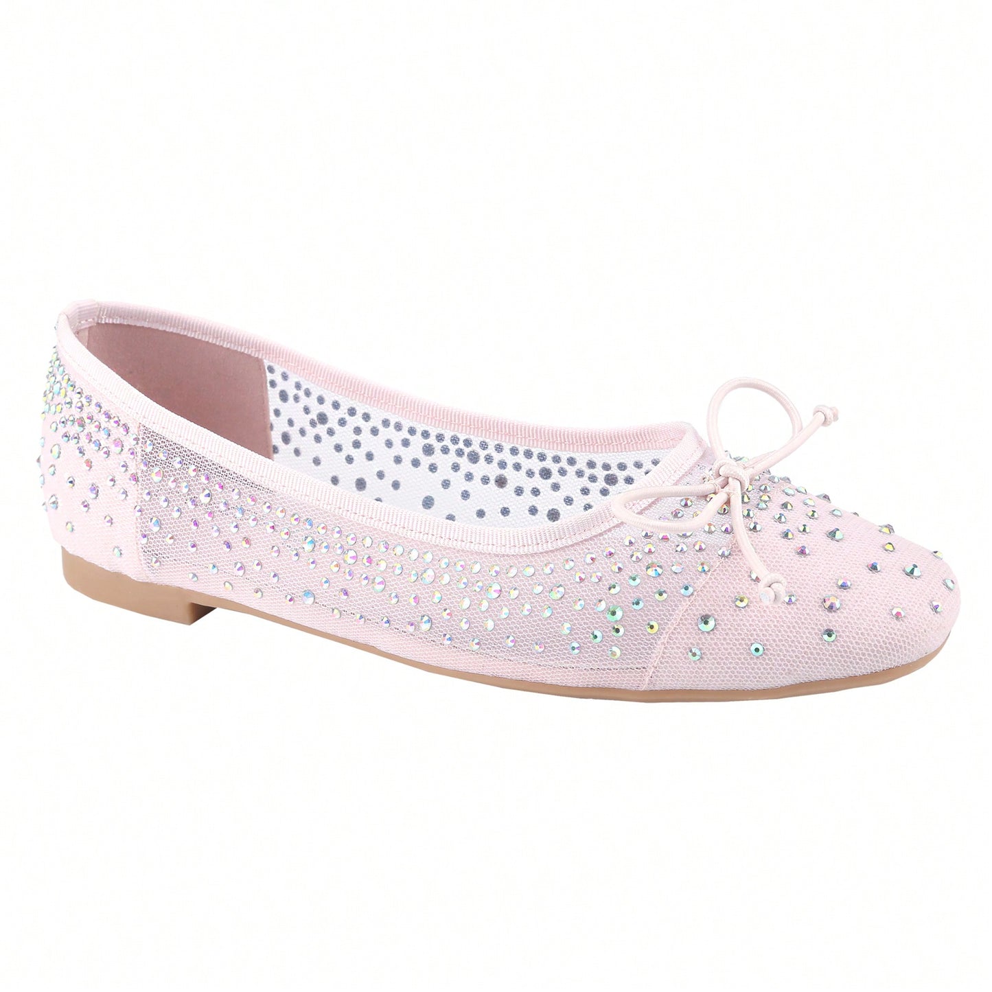 Women's Rhinestone Ballet Flats Square Toe Bow Slip On Mary Jane Coquette Aesthetic