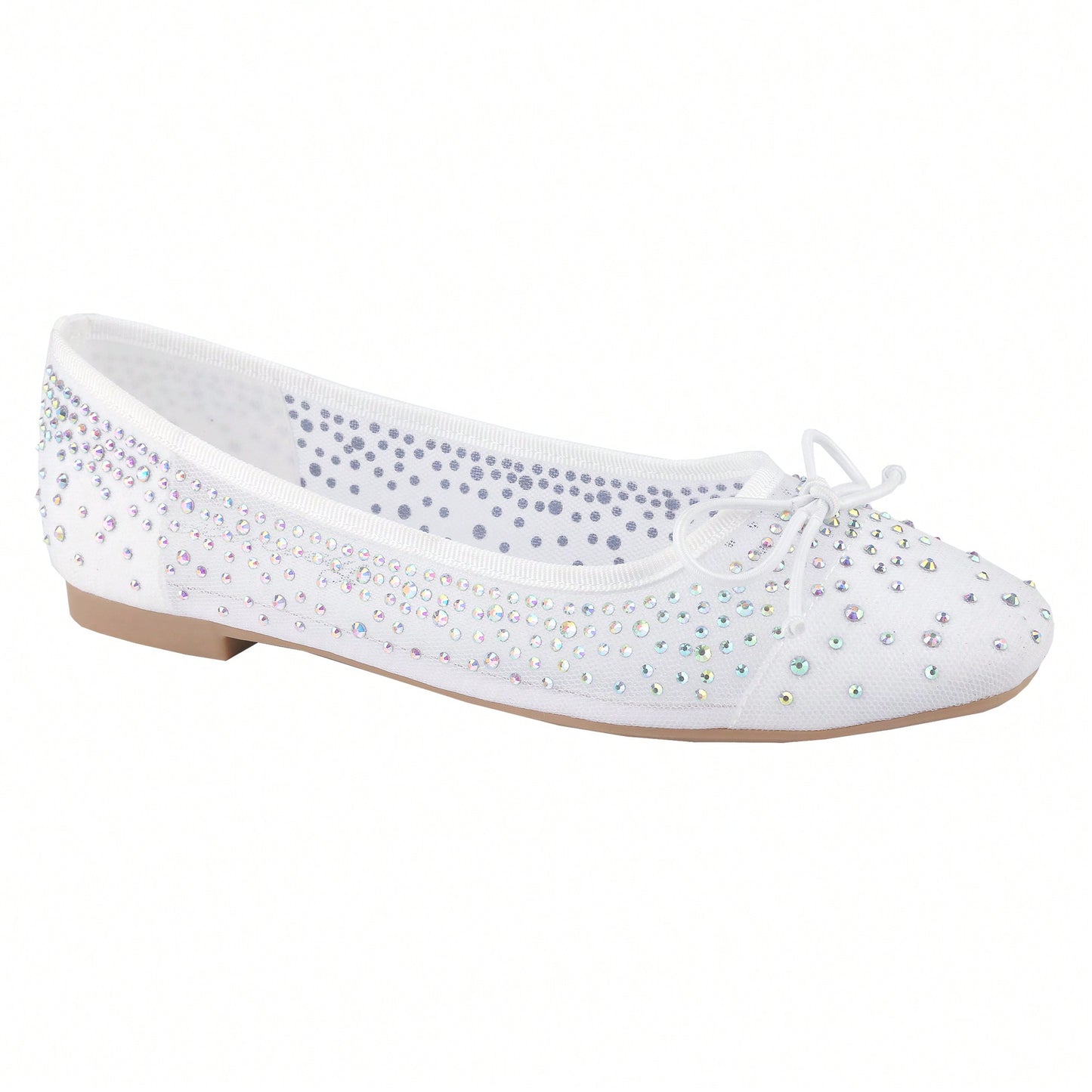 Women's Rhinestone Ballet Flats Square Toe Bow Slip On Mary Jane Coquette Aesthetic