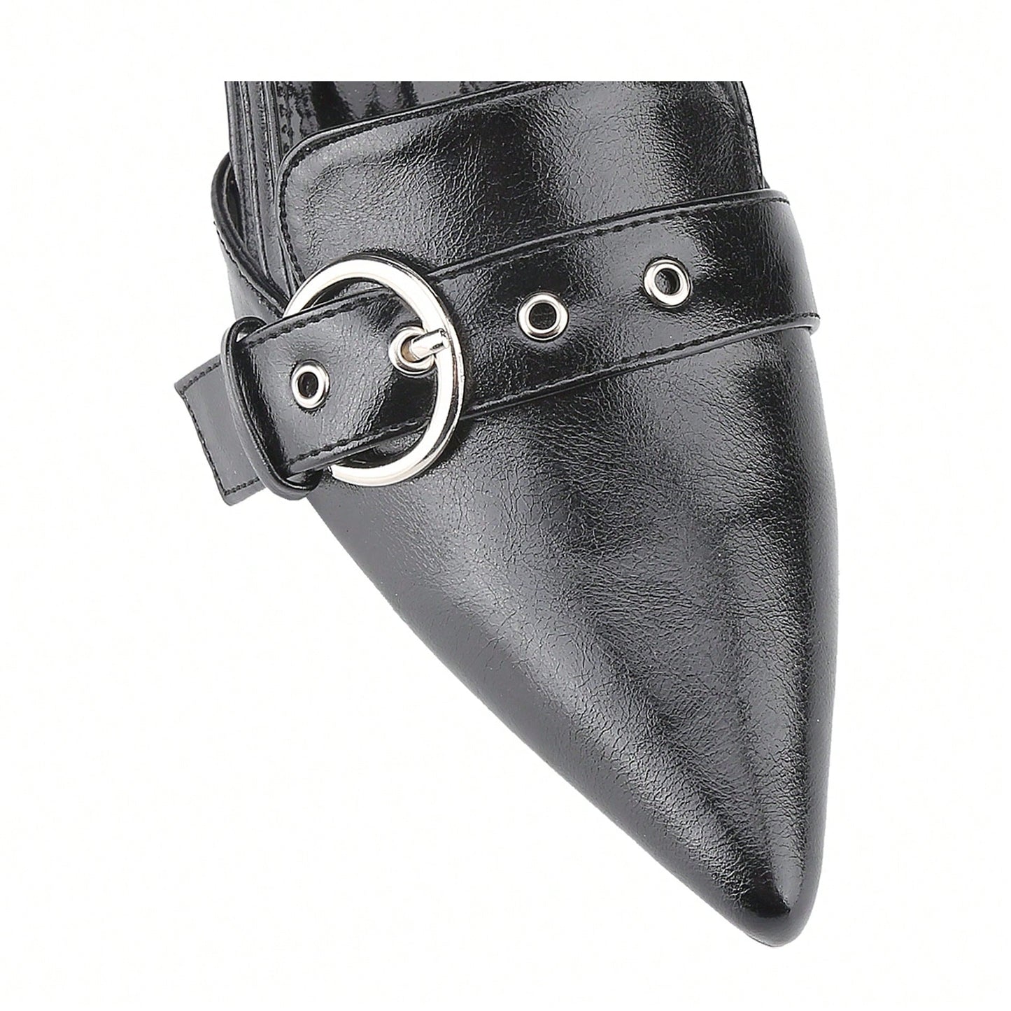 Women's Slingback Buckle Strap Upper Pointed Toe Kitten Heel